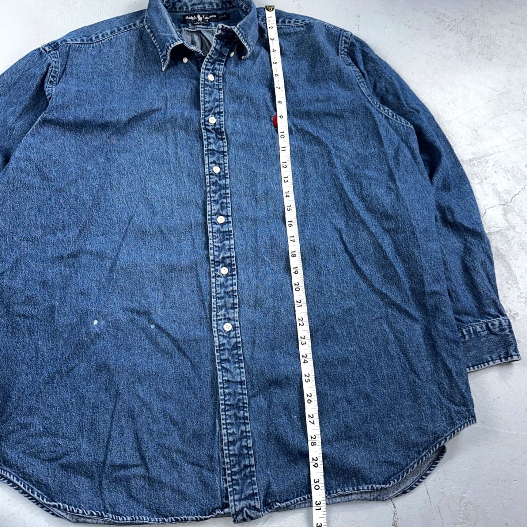 Polo Ralph Lauren VINTAGE Polo Ralph Lauren Shirt Denim Blaire Button Front Oxford XL Men Blue 90s Size US XL / EU 56 / 4 - 2 Thumbnail