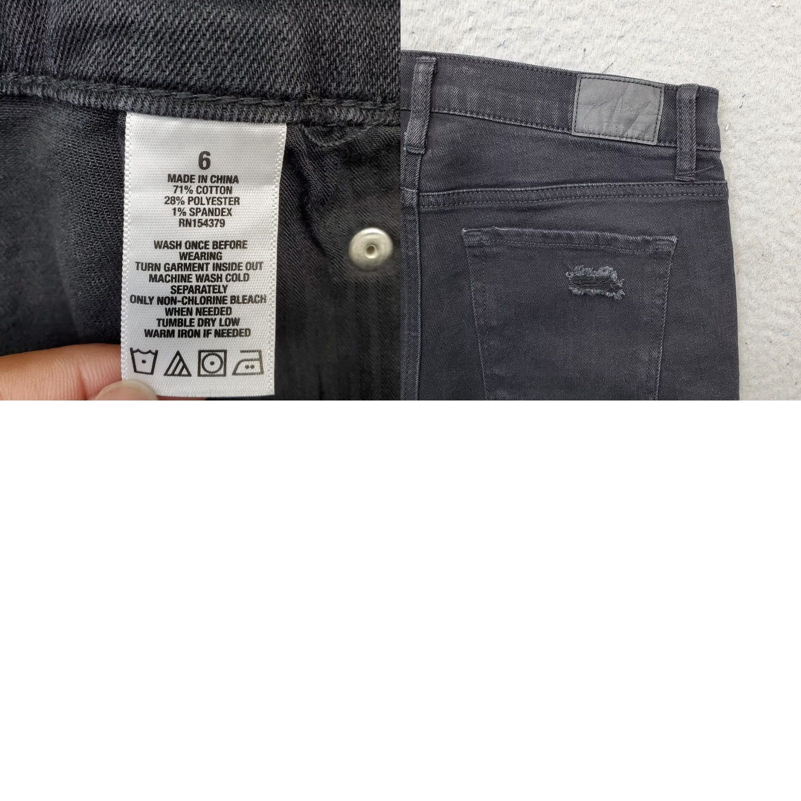 Vintage Aéropostale Women 6 Black Denim Cut-Off Cheeky Shorts Distressed Frayed Hem Plain Front 3" Inseam Size 28" / US 6 / IT 42 - 8 Thumbnail
