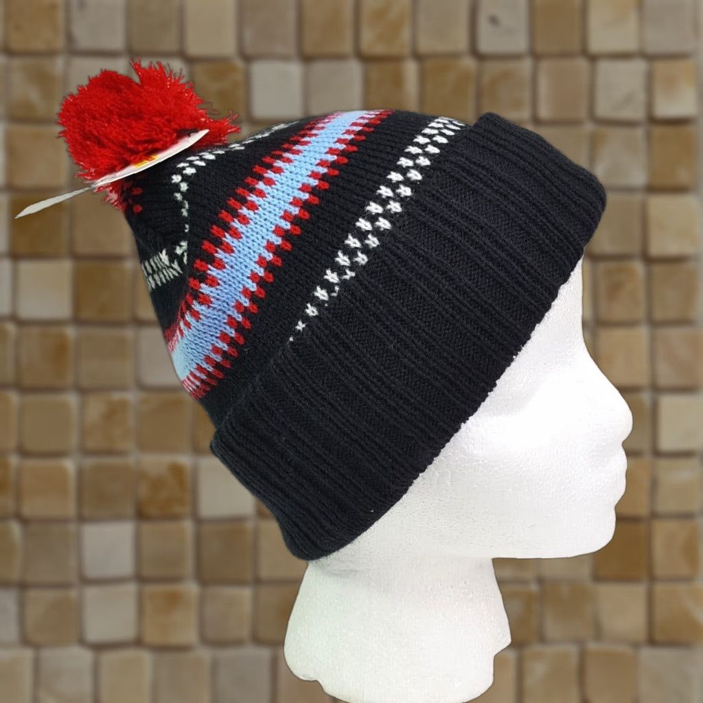 Logo 7 Vintage Greg Norman Golf Shark Logo Knit Beanie One Size OSFA Striped Toboggan Hat Cap Black Size ONE SIZE - 1 Thumbnail