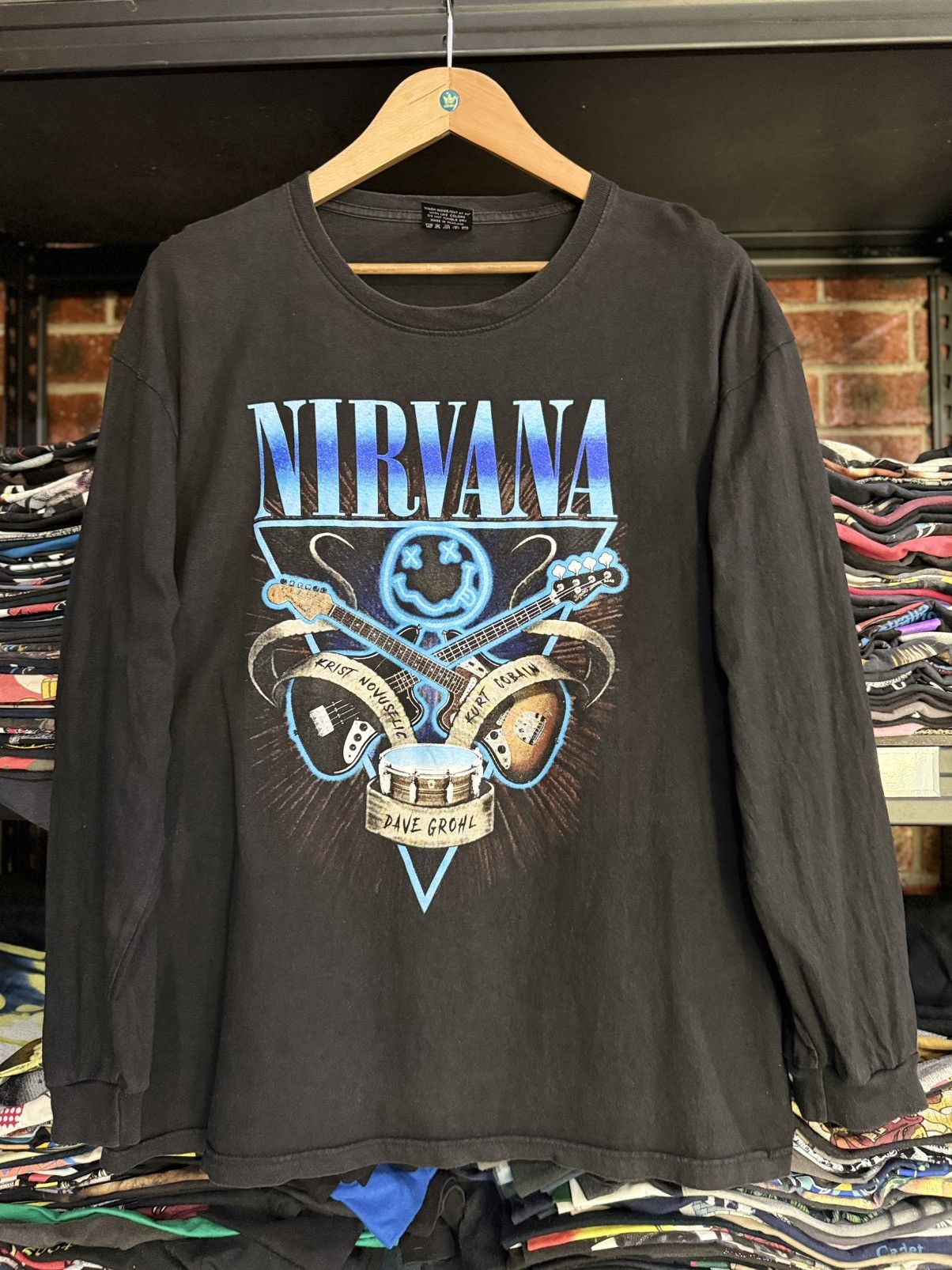 Band Tees × Vintage Vintage Nirvana Smiley Kurt Cobain By Broadway Faded Tee Size US XL / EU 56 / 4 - 1 Thumbnail