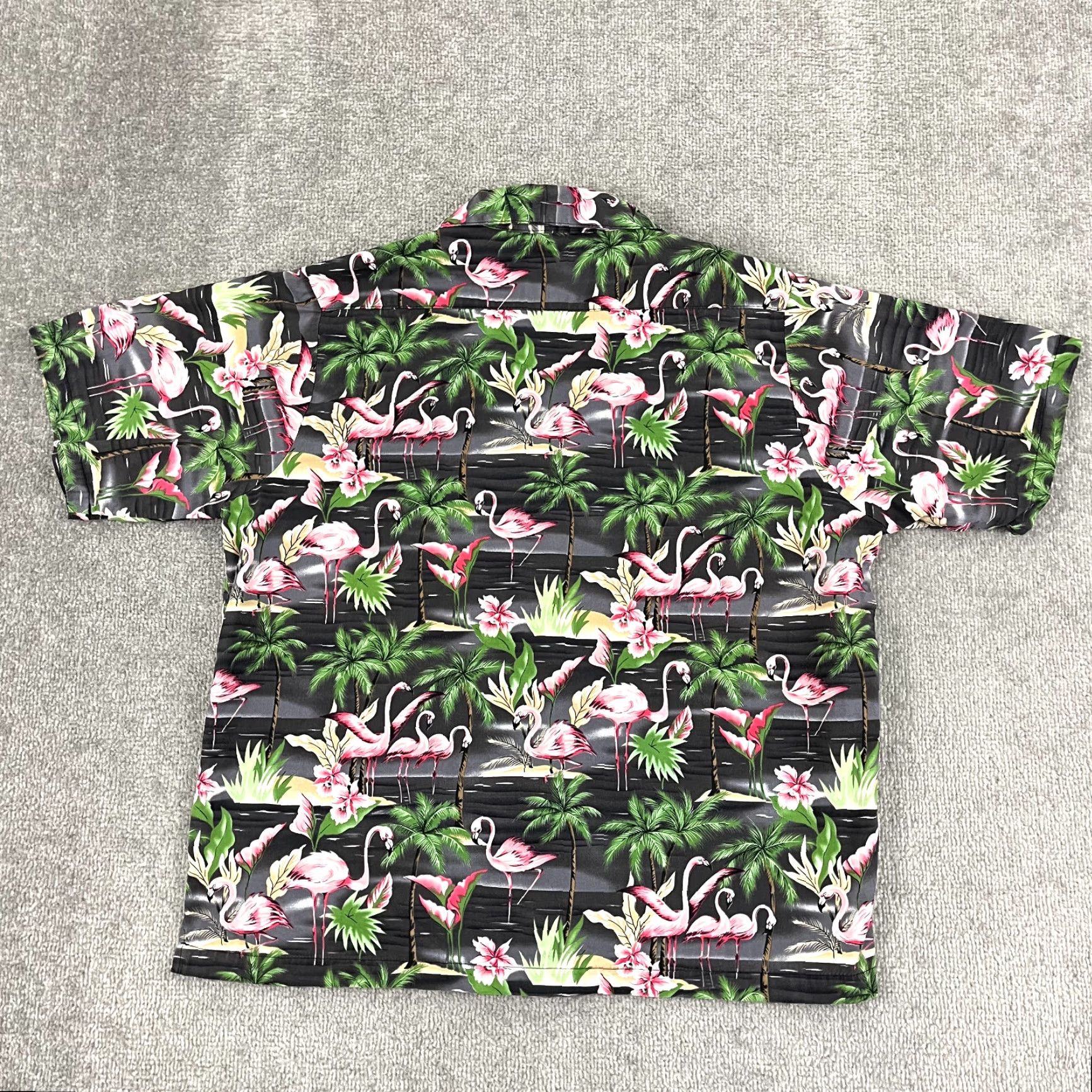 Vintage VINTAGE BENNYS Shirt Womens XL Gray Flamingo Hawaiian Button Up Short Sleeve Made in USA Size M / US 6-8 / IT 42-44 - 7 Thumbnail