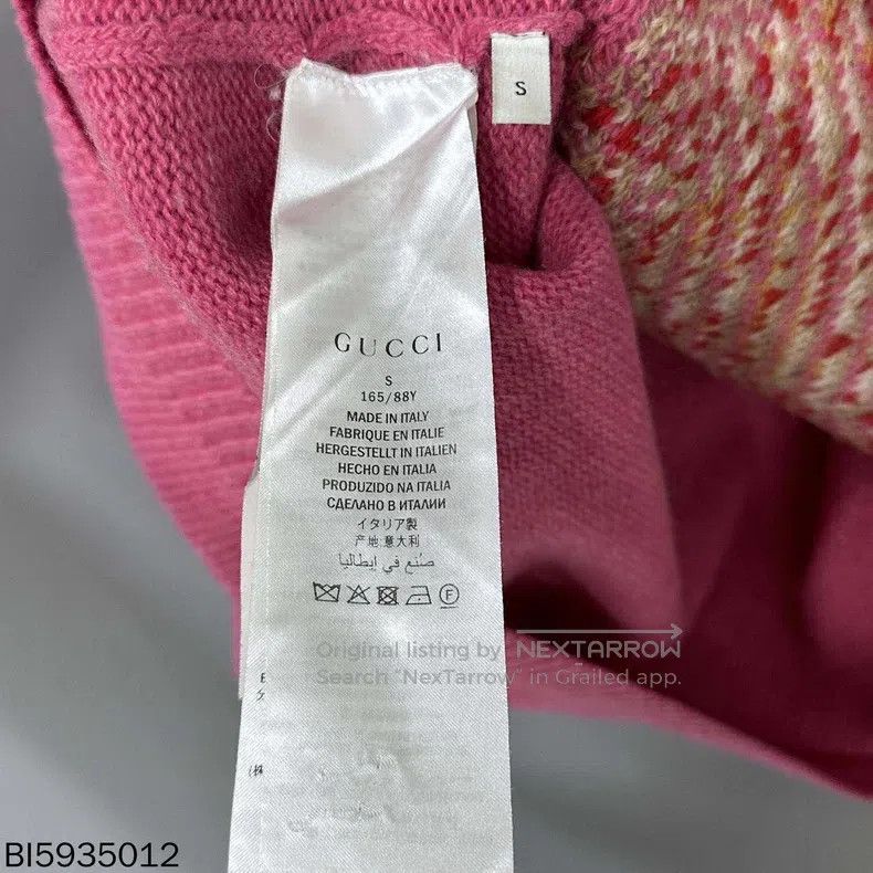 Gucci Gucci Pink diamond-inlaid cat knitted sweater Size S / US 4 / IT 40 - 6 Thumbnail
