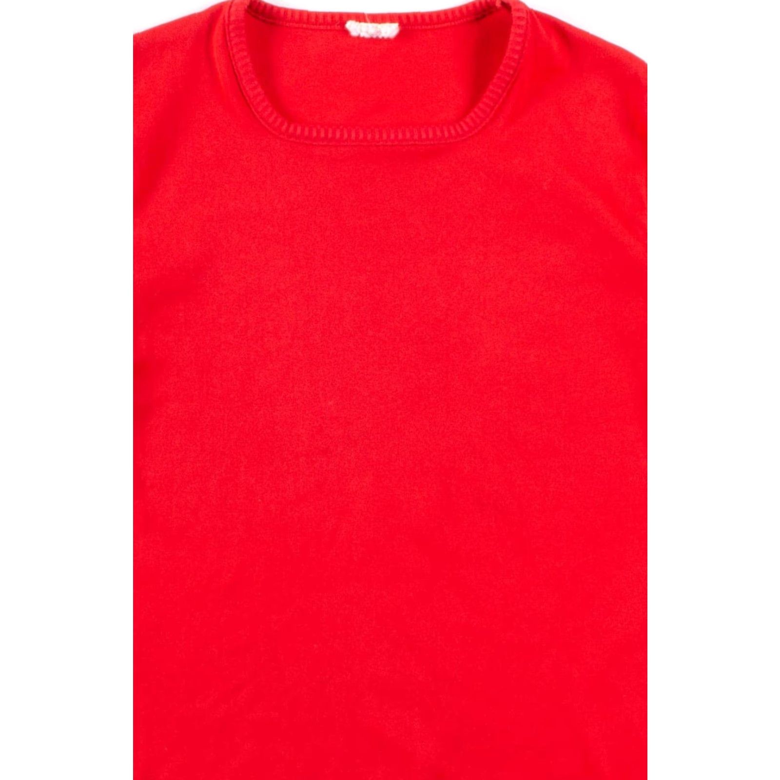 Vintage VINTAGE Medium Red Ribbed Collar Top Shirt Women’s Retro Fashion Size M / US 6-8 / IT 42-44 - 2 Thumbnail
