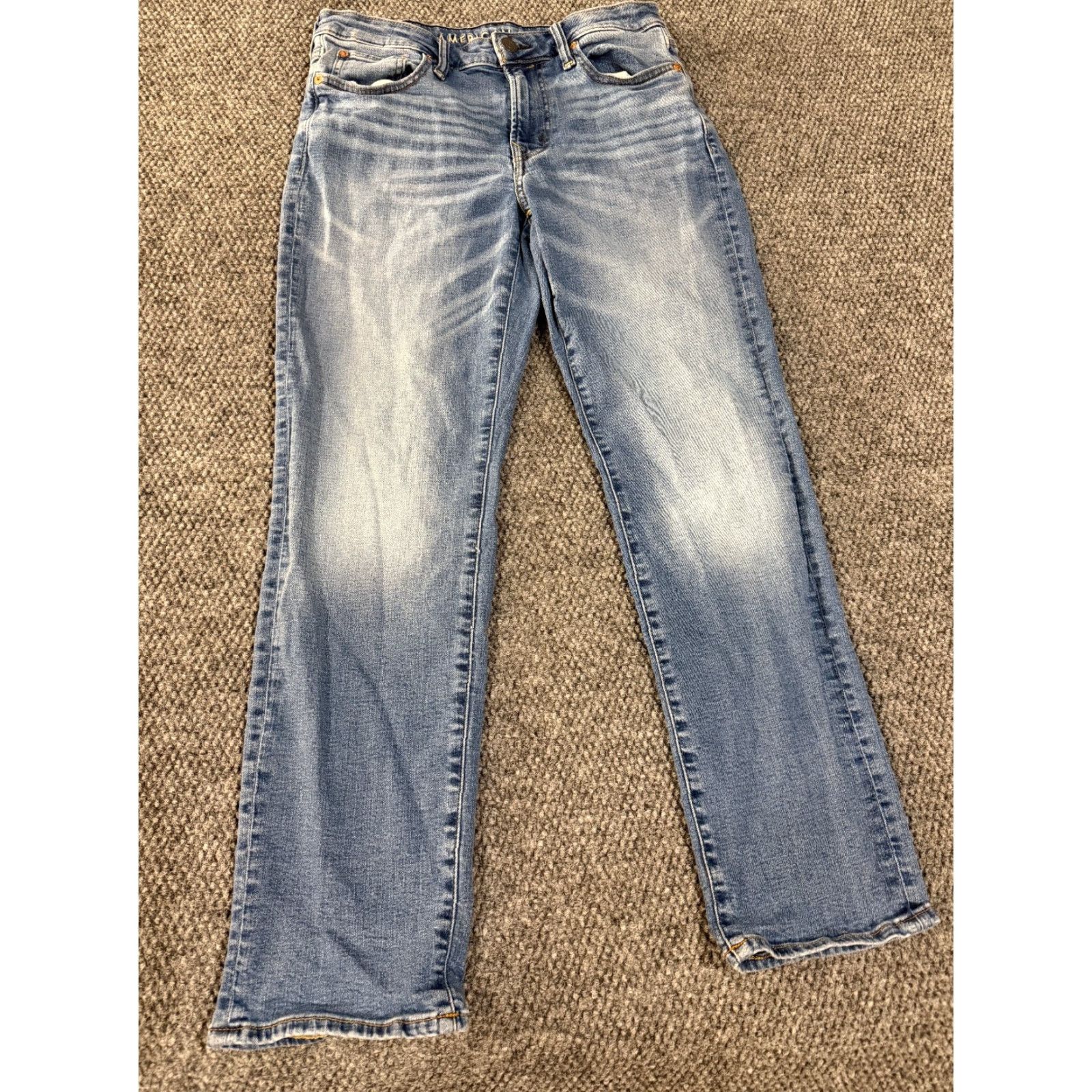 American Eagle Outfitters VINTAGE? No — American Eagle Jeans Men 30x30 Blue Straight Distressed Flex Denim Shirt? Size US 30 / EU 46 - 2 Thumbnail