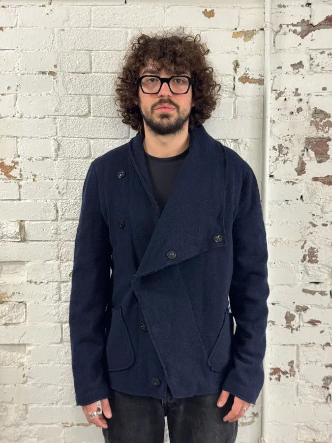 Giorgio Armani AW2011 Giorgio Armani Navy Wool Asymmetrical Wrap Jacket Size 44R - 1 Thumbnail