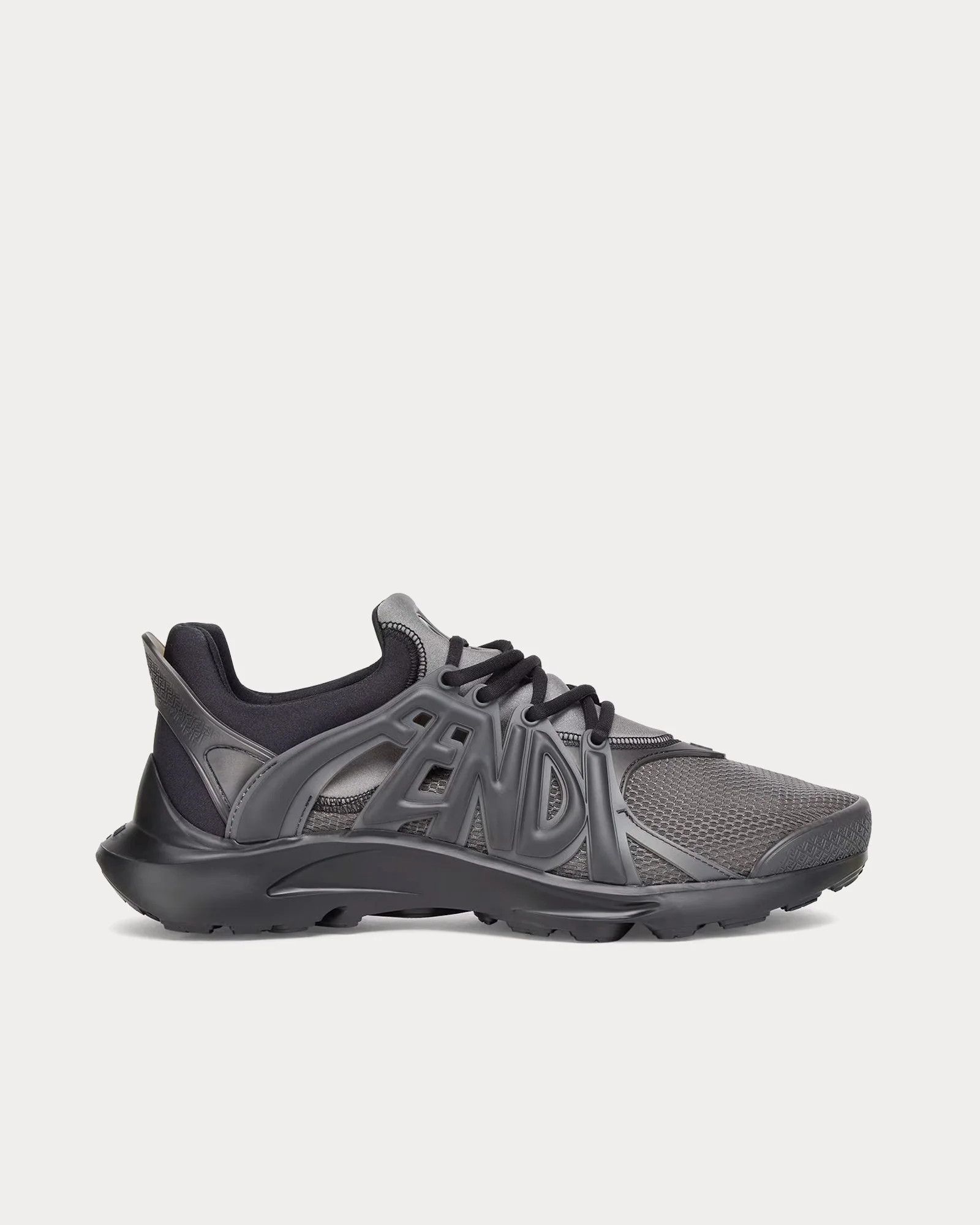 Fendi o1w1db10725 7E1667 Fendi Tag Low-Top Sneakers in Black/Grey Size US 11 / EU 44 - 1 Thumbnail