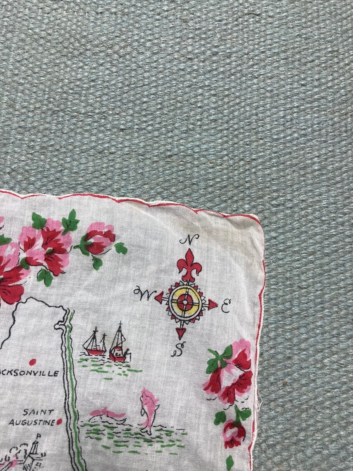 Vintage 1950s Florida souvenir hanky handkerchief bandana pre Disney Size ONE SIZE - 5 Thumbnail
