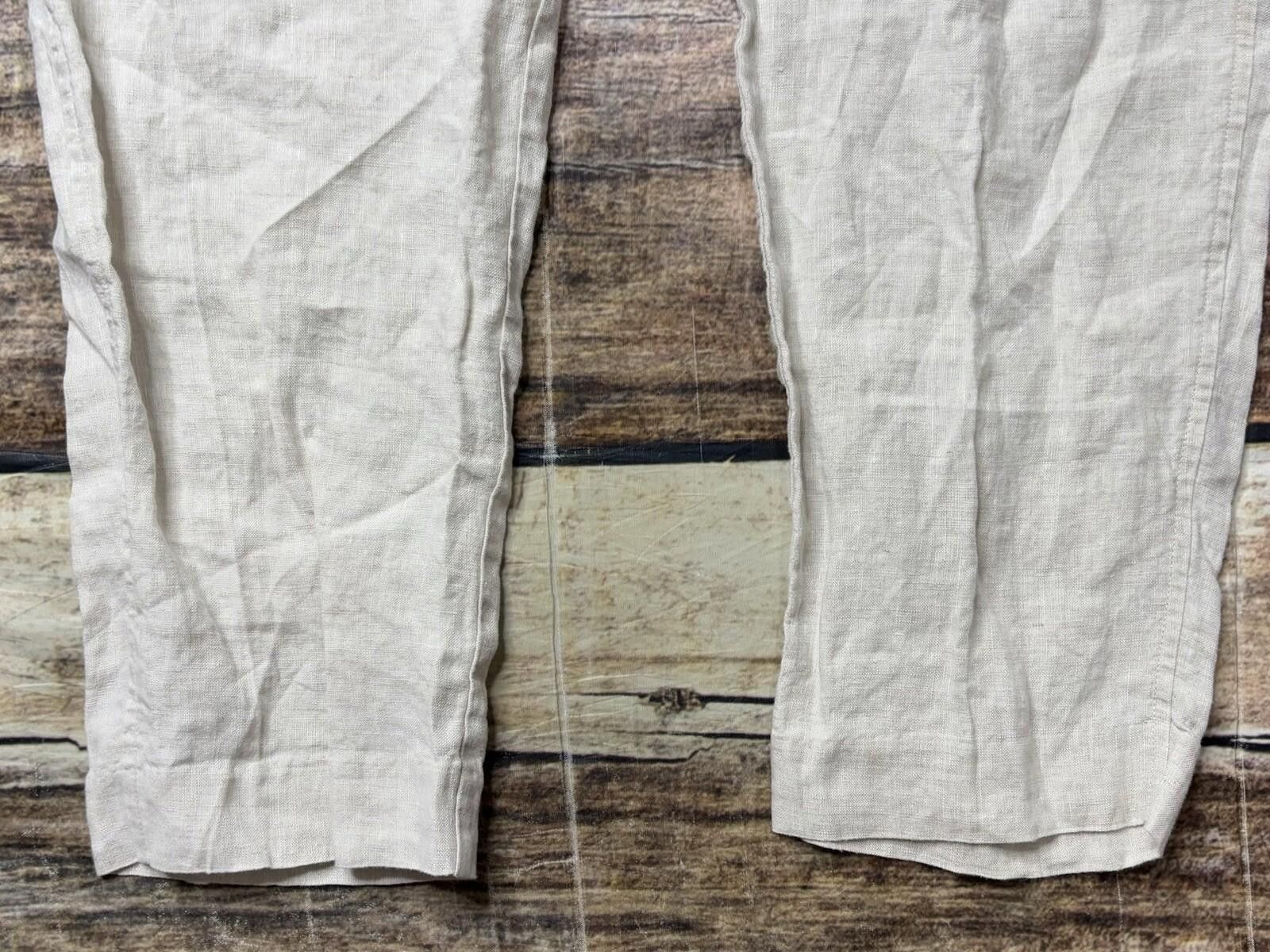 Zara Zara Linen Pants Women's Large Straight Leg Beige Preppy Size 36" / US 14 / IT 50 - 6 Thumbnail