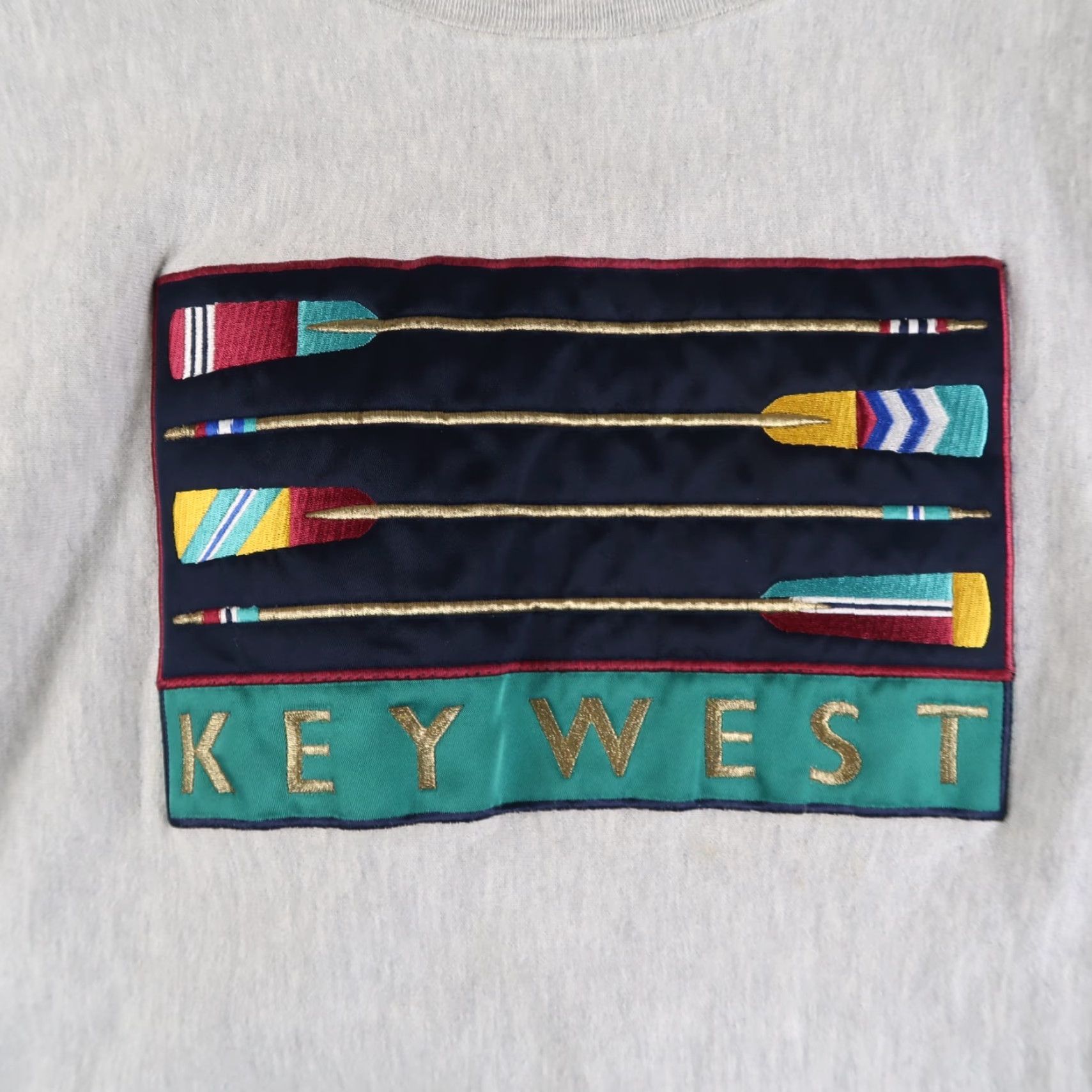 Champion VINTAGE Champion Sweatshirt 2XL Crew Neck Logo Key West Reverse Weave USA 90s Mens Gray Cotton Blend Knit Pullover Size US XXL / EU 58 / 5 - 3 Thumbnail