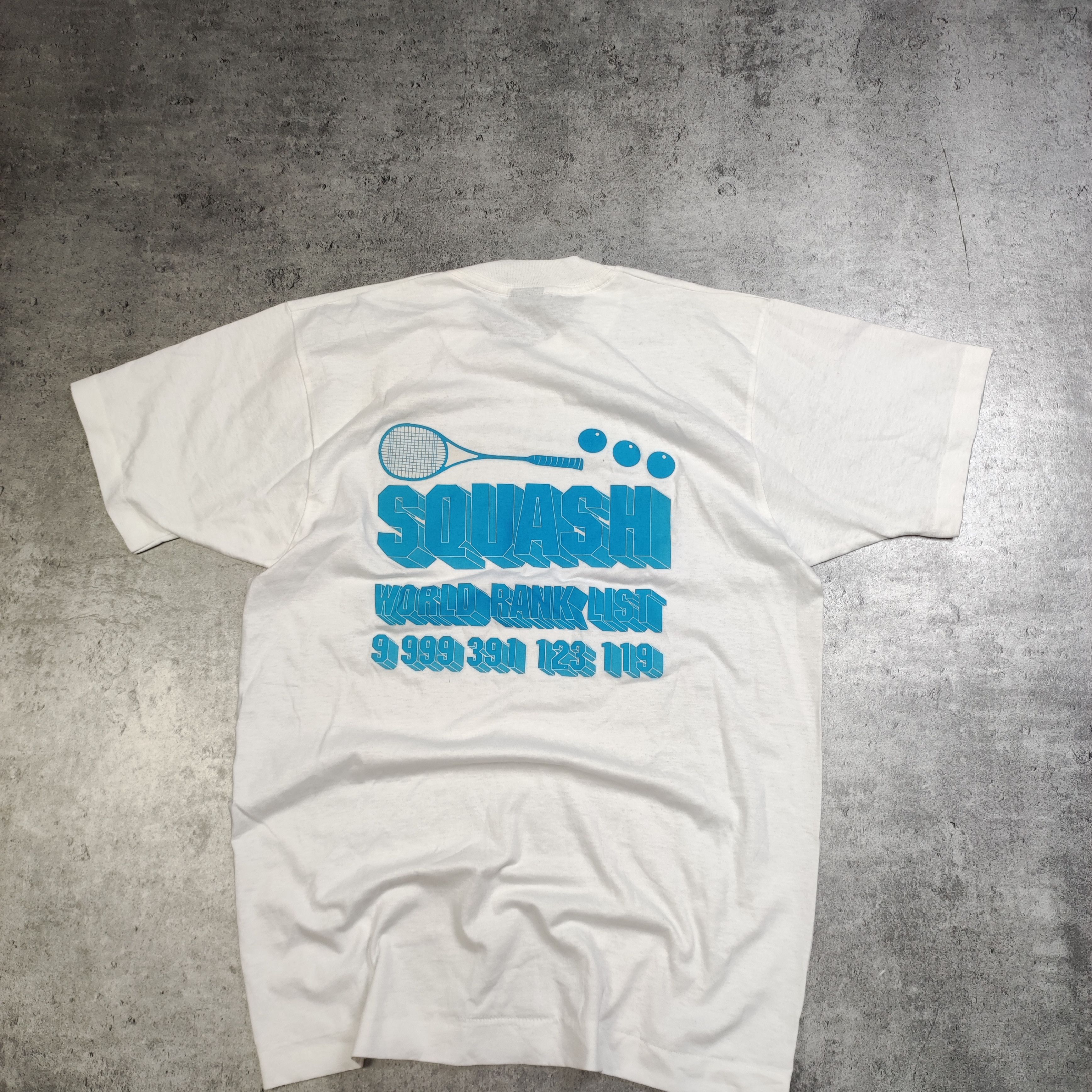 Vintage RARE Vintage 90s Squash World List Back Logo Promo Tee Size US L / EU 52-54 / 3 - 2 Thumbnail