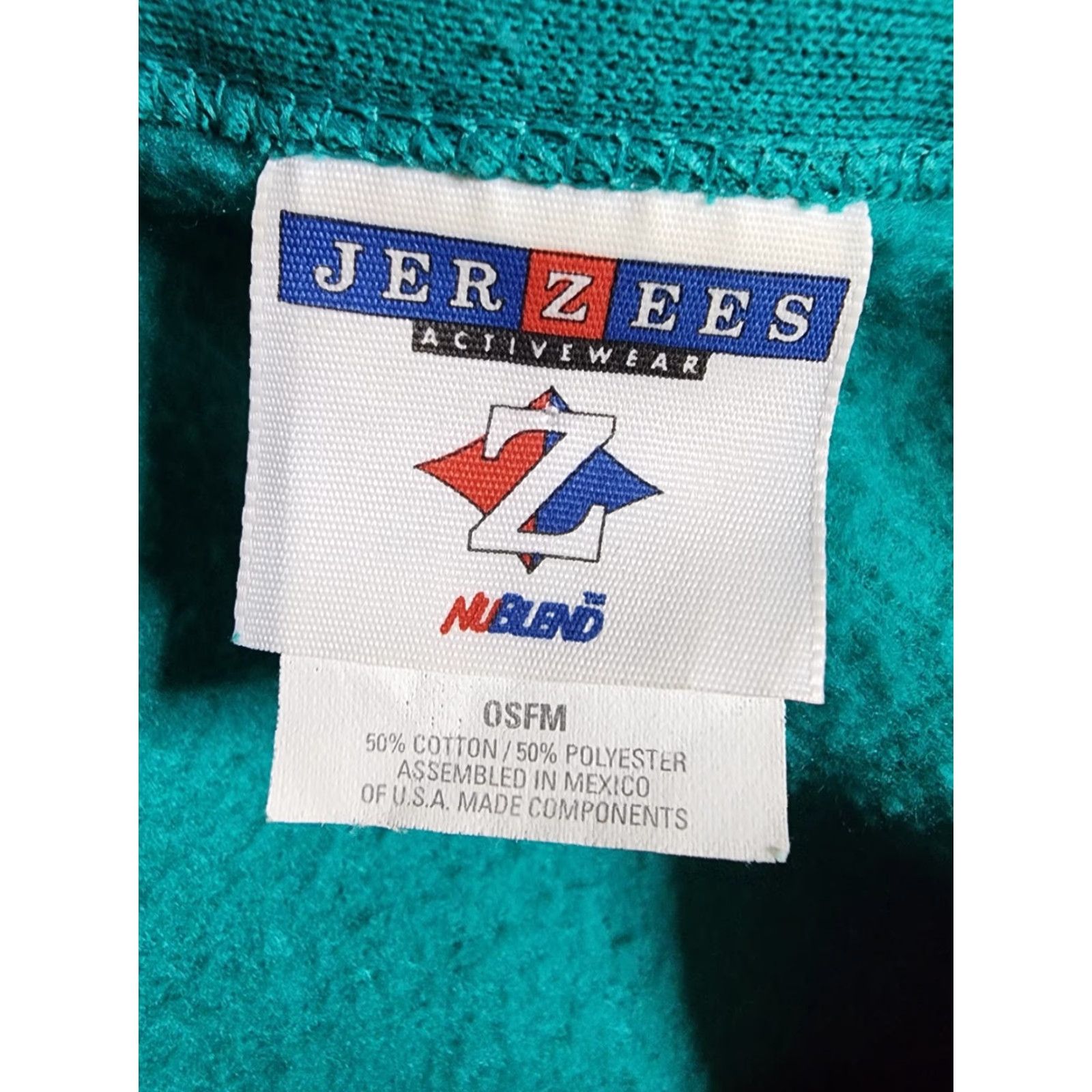 Jerzees VINTAGE Jerzees Cardigan Sweatshirt OSFM Green 80s Button V-Neck Long Sleeve Pockets Womens Knit Thermal Cardigan Everyone Size ONE SIZE - 5 Thumbnail