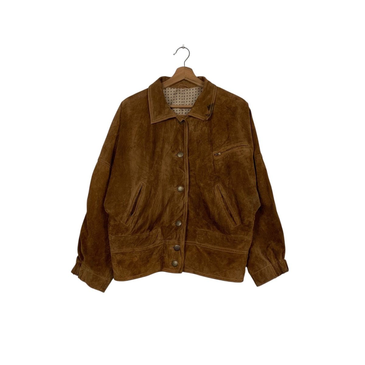 Vintage 80s SACIP Made in Italy Deer Suede Leather Jacket #2552-C115 Size US M / EU 48-50 / 2 - 1 Thumbnail
