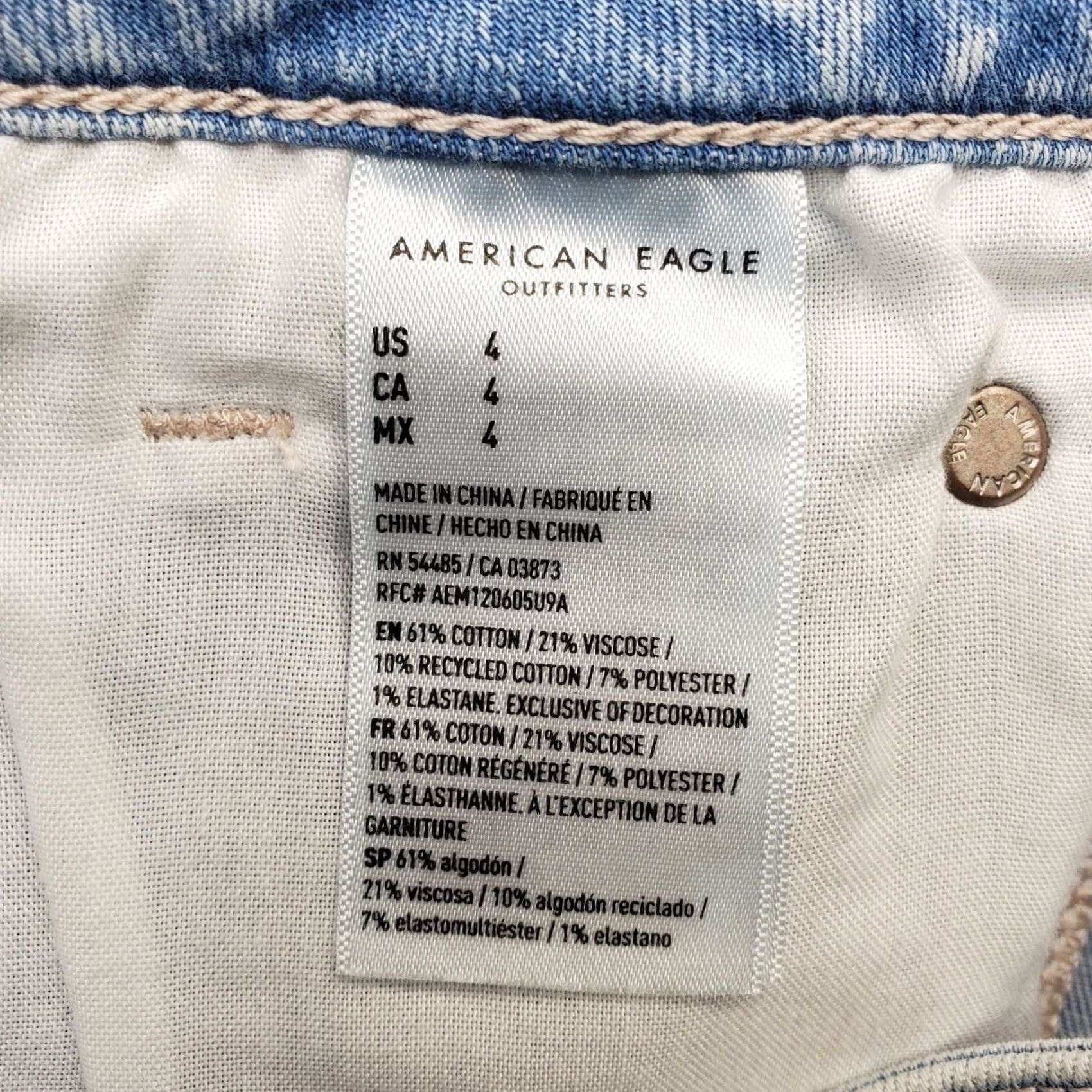 American Eagle Outfitters American Eagle Outfitters Cut-Off Shorts Women's 4 Blue Denim Distressed Button-Fly, 5-Pocket, Cotton Size 27" / US 4 / IT 40 - 7 Thumbnail