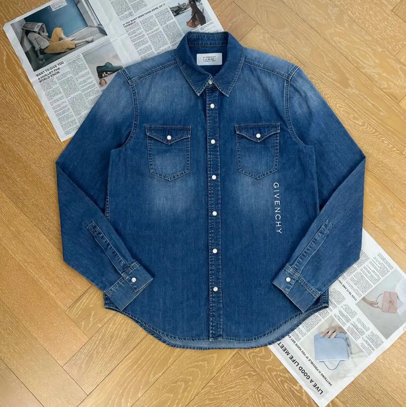 Givenchy Givenchy Blue Men's Denim Shirt 0089 Size US L / EU 52-54 / 3 - 1 Thumbnail
