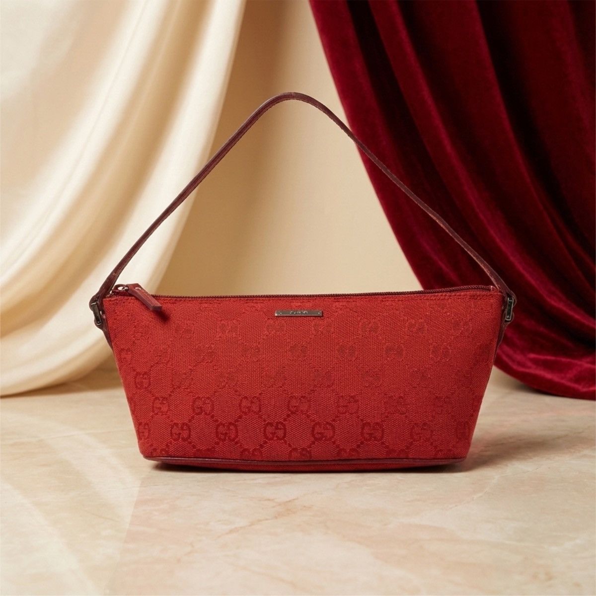 Vintage Red Gucci Boat Bag