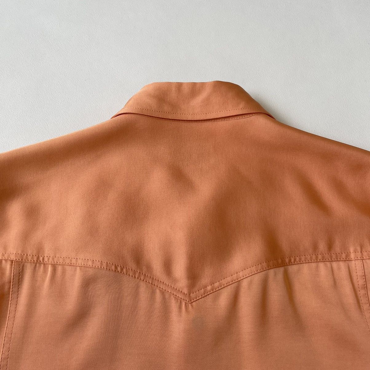 Dries Van Noten Salmon Peach Satin Western Shirt Size US M / EU 48-50 / 2 - 14 Thumbnail
