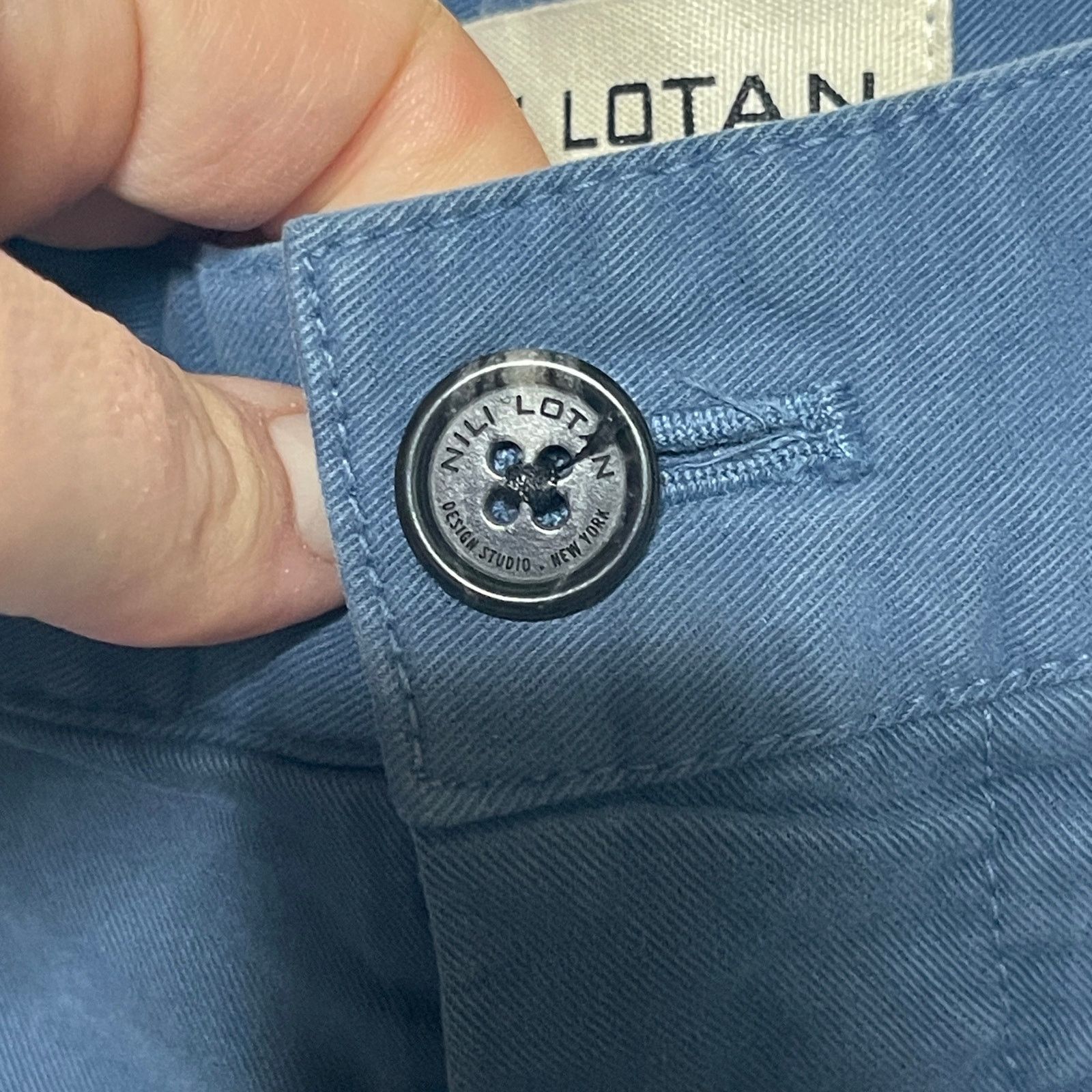 Nili Lotan NILI LOTAN Eliot cotton-blend twill straight-leg pants Blue Size 27" / US 4 / IT 40 - 6 Thumbnail