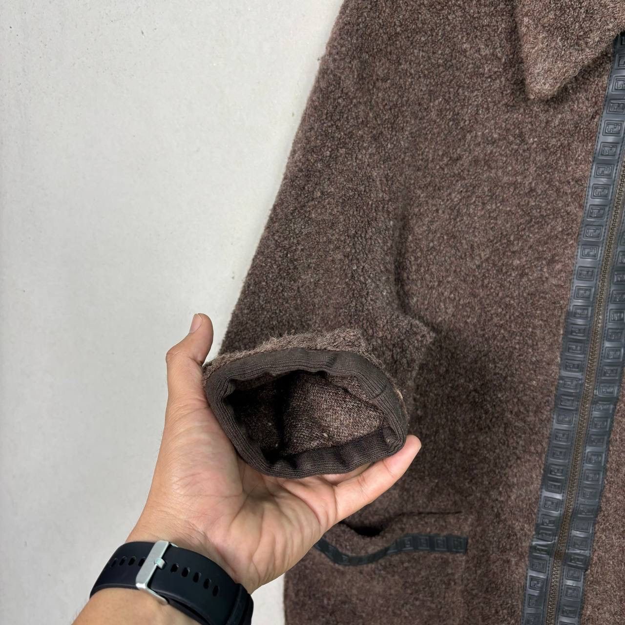 Fendi Vtg 90s FENDI Jeans Teddy Fleece Jacket Brown Wool Size 42 Size US L / EU 52-54 / 3 - 4 Thumbnail