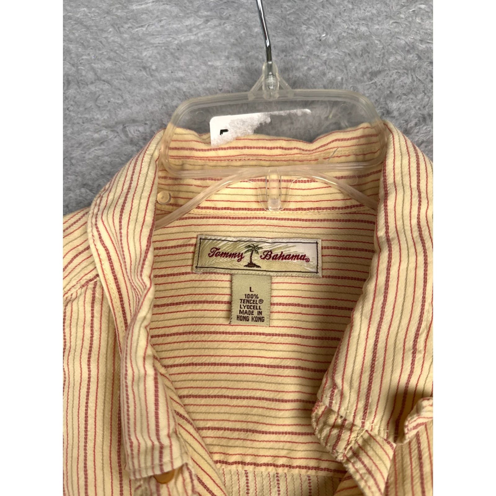 Tommy Bahama Tommy Bahama Shirt Men Large Yellow Button-Up Vertical Stripe 100% Tencel Slim Fit Casual Beach Aloha Size US L / EU 52-54 / 3 - 7 Thumbnail