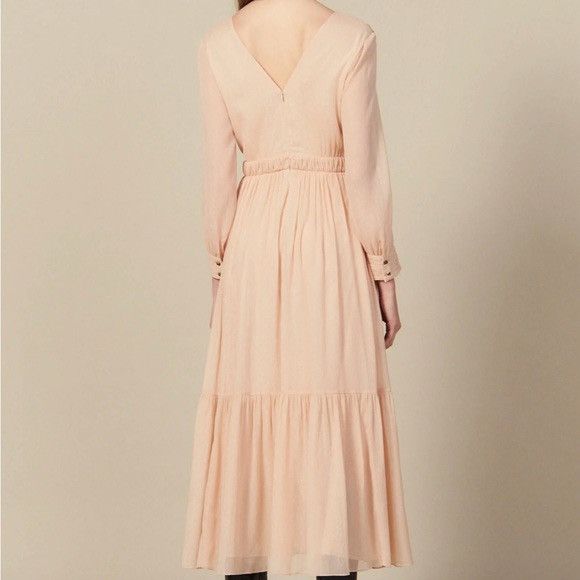 Sandro Sandro Paris Chaireen Metallic Georgette Gathered Maxi Dress Size XS / US 0-2 / IT 36-38 - 3 Thumbnail