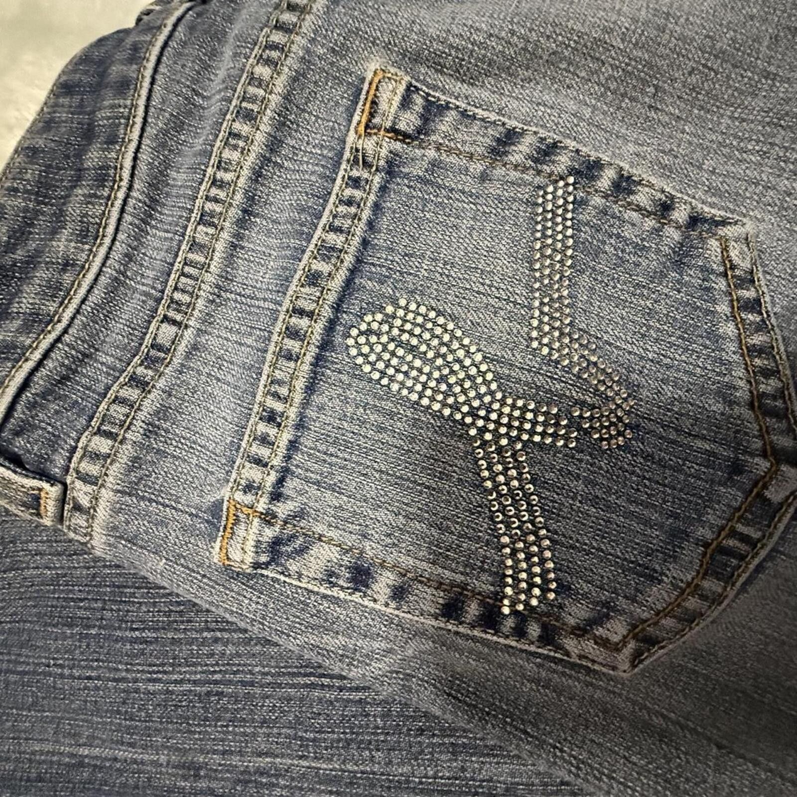 United Colors Of Benetton Bebe Women's Bedazzled Denim Jeans Size 28" / US 6 / IT 42 - 2 Thumbnail