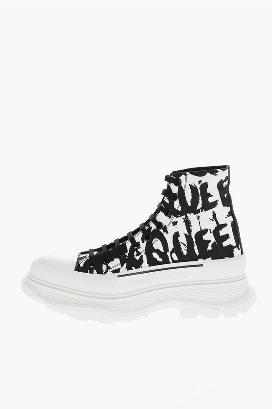 Alexander McQueen o1y1024 Hi-Top Sneakers in White & Black Size US 9 / EU 42 - 2 Thumbnail