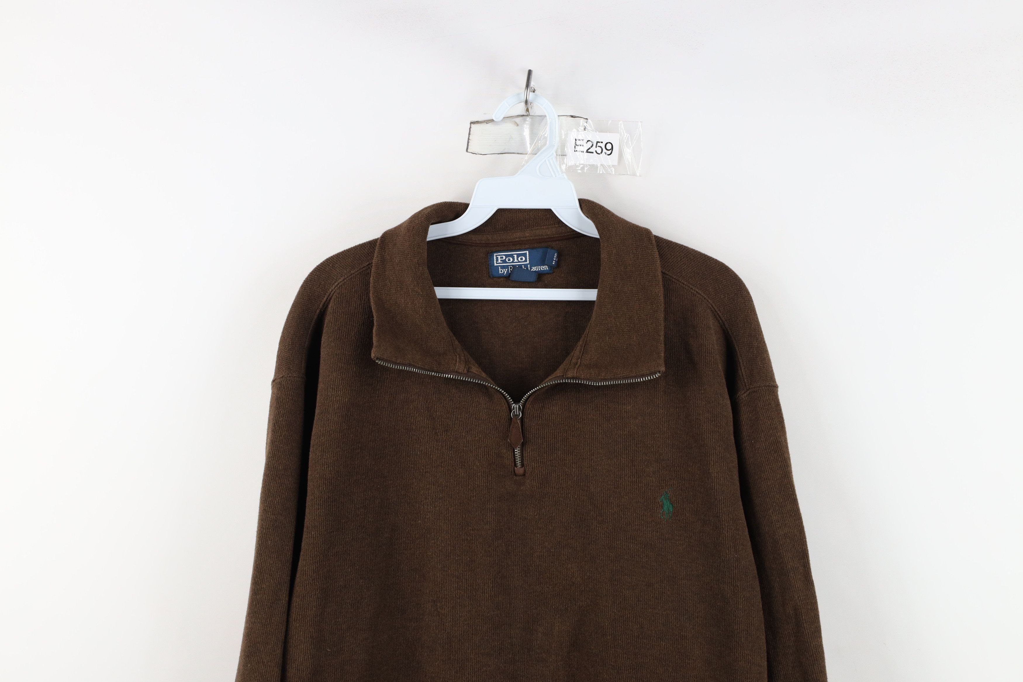 Ralph Lauren Vintage 90s Ralph Lauren Ribbed Knit Half Zip Sweater Brown Size US XXL / EU 58 / 5 - 2 Thumbnail