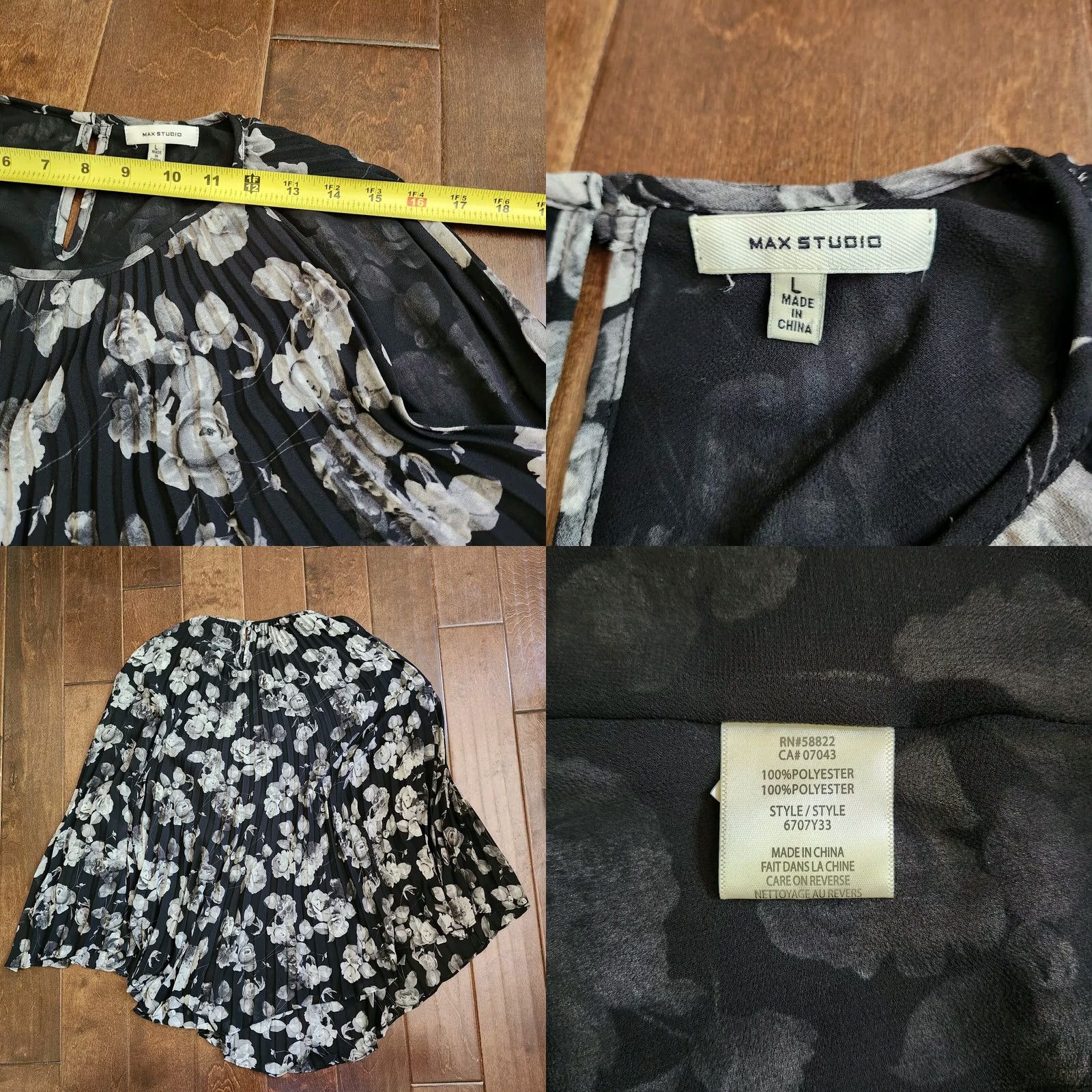 Vintage Max Studio Dress Women Sleeveless Black Floral Pleated Knee Length L Large Casual Party/Cocktail Travel Clothing Ladies Mens? Size L / US 10 / IT 46 - 9 Thumbnail