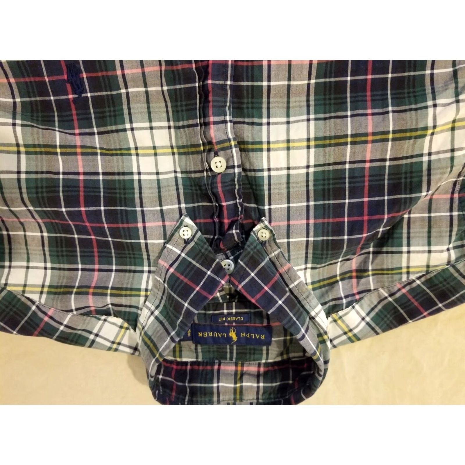 Polo Ralph Lauren Polo Ralph Lauren Dress Shirt Mens S Small Green Plaid Cotton Button Long Sleeve Shirt Size 36R - 2 Thumbnail