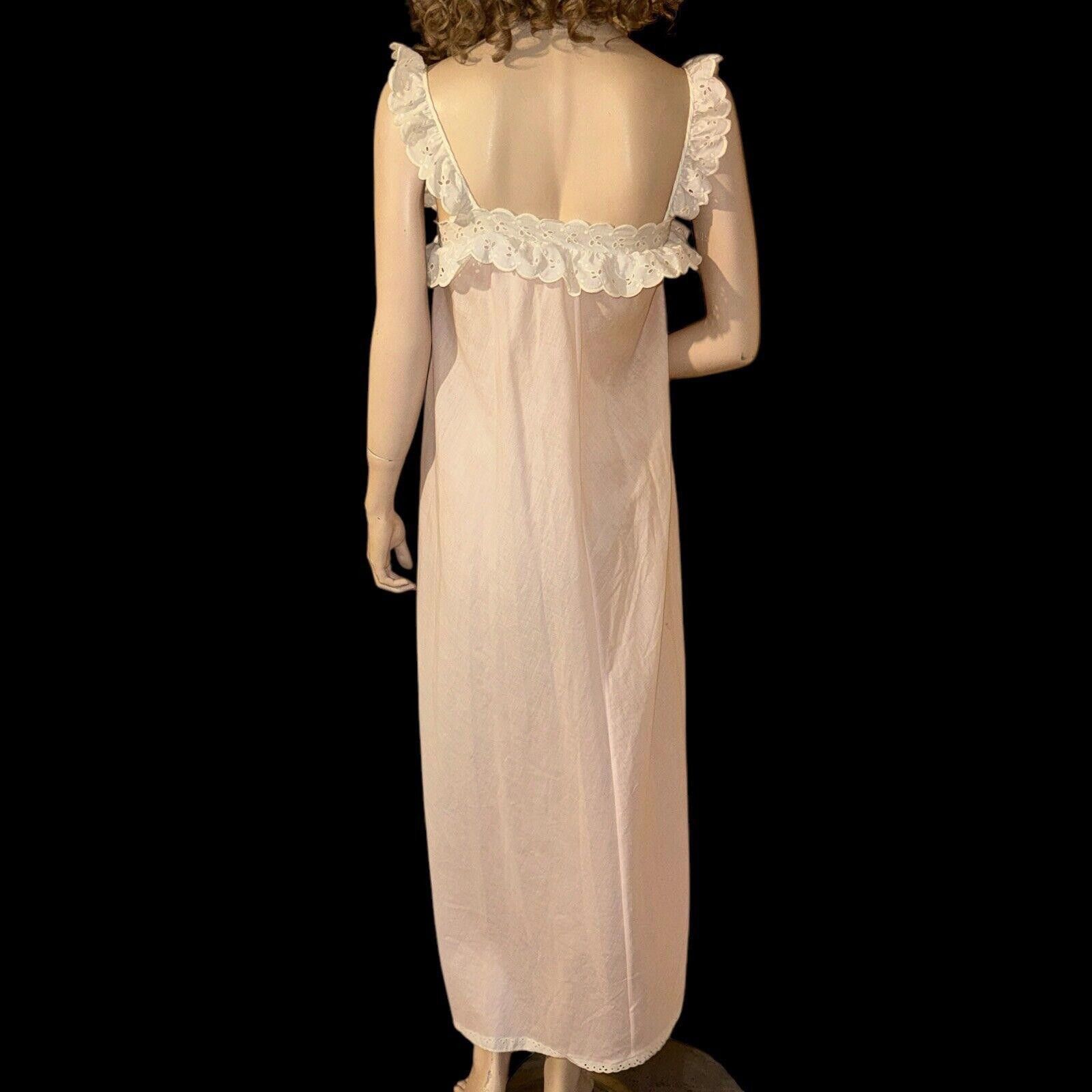 Designer Vtg Lucie Ann Claire Sandra Pink Eyelet Trim Nightgown S M P Size ONE SIZE - 5 Thumbnail