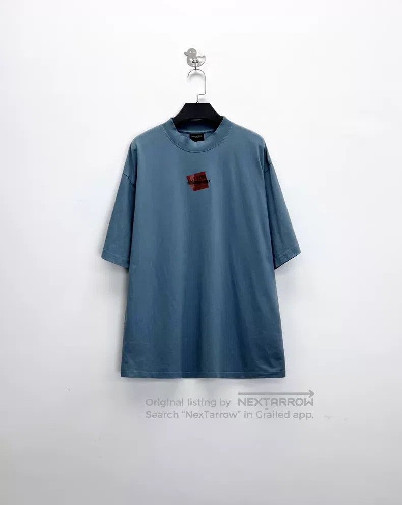 Balenciaga Balenciaga Haze blue distressed short-sleeve with letterin Size US S / EU 44-46 / 1 - 1 Thumbnail