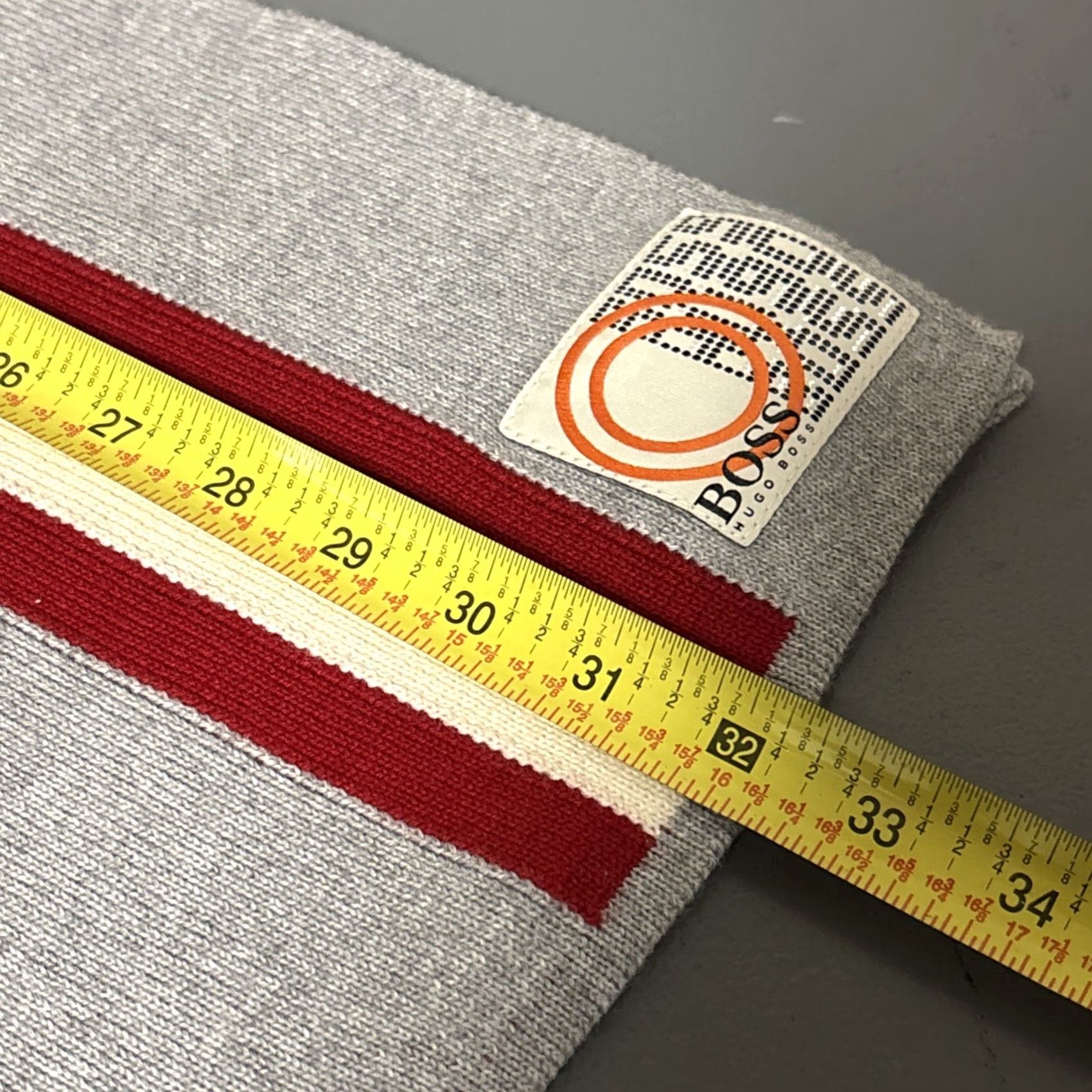 Hugo Boss VINTAGE Boss Hugo Boss Scarf Wool Blend Striped Gray Red White Mens Size ONE SIZE - 5 Thumbnail