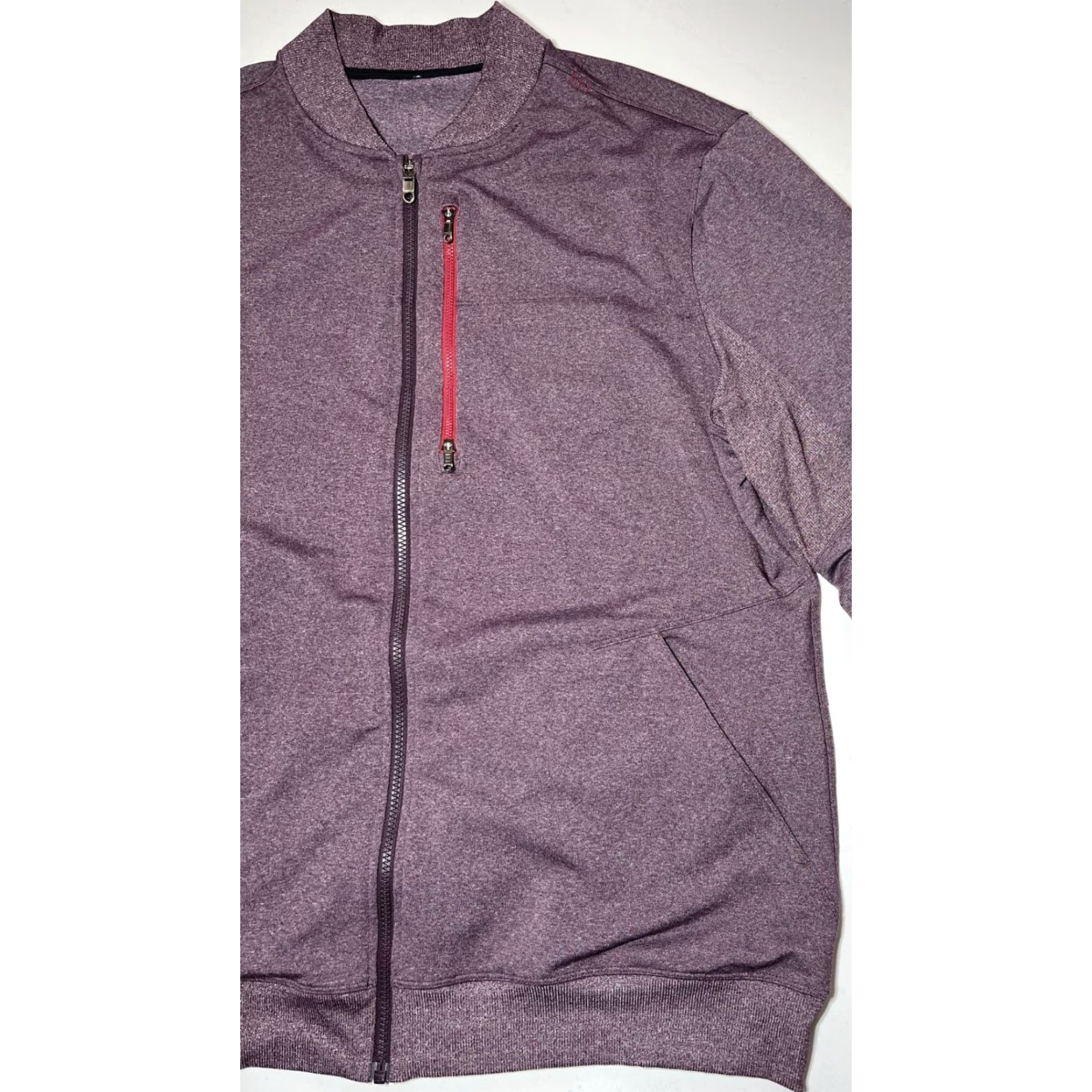 Lululemon Lululemon Men's Six Pack Jacket Full Zip Heathered Black Cherry 2XL Sweatshirt Zip Pockets Athletic City Sports Size US XXL / EU 58 / 5 - 7 Thumbnail