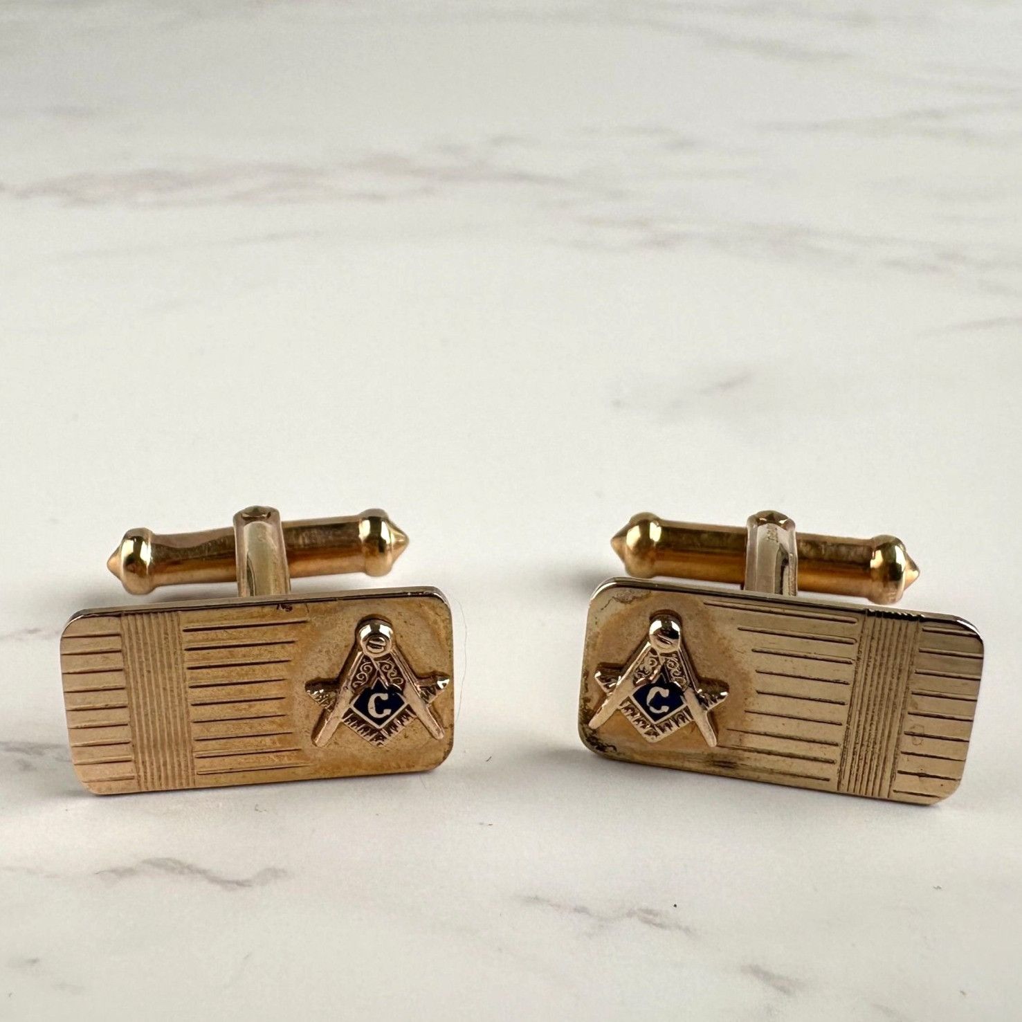 Vintage Vintage 12K GF Freemason Cufflinks Size ONE SIZE - 1 Thumbnail
