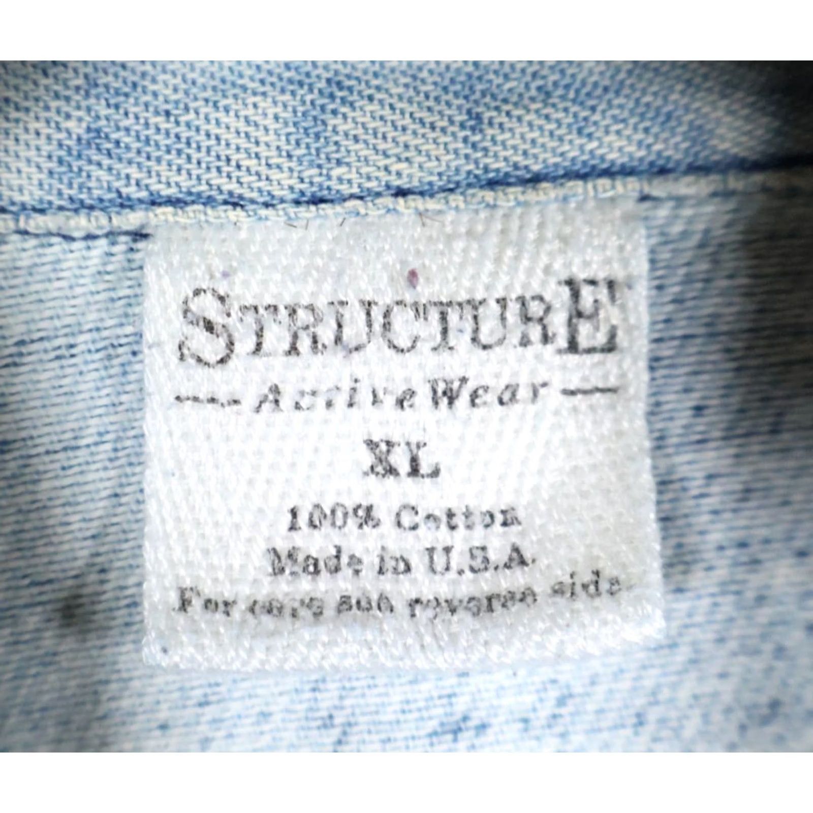 Vintage VINTAGE Structure Polo Shirt XL Blue Plaid Denim Collar USA Tag 90s Long Sleeve Men's Size US XL / EU 56 / 4 - 3 Thumbnail