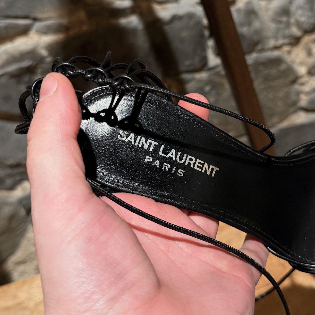 Yves Saint Laurent Saint Laurent Leather Babylone Wrap Around Heeled Sandals Size US 8.5 / IT 38.5 - 10 Thumbnail