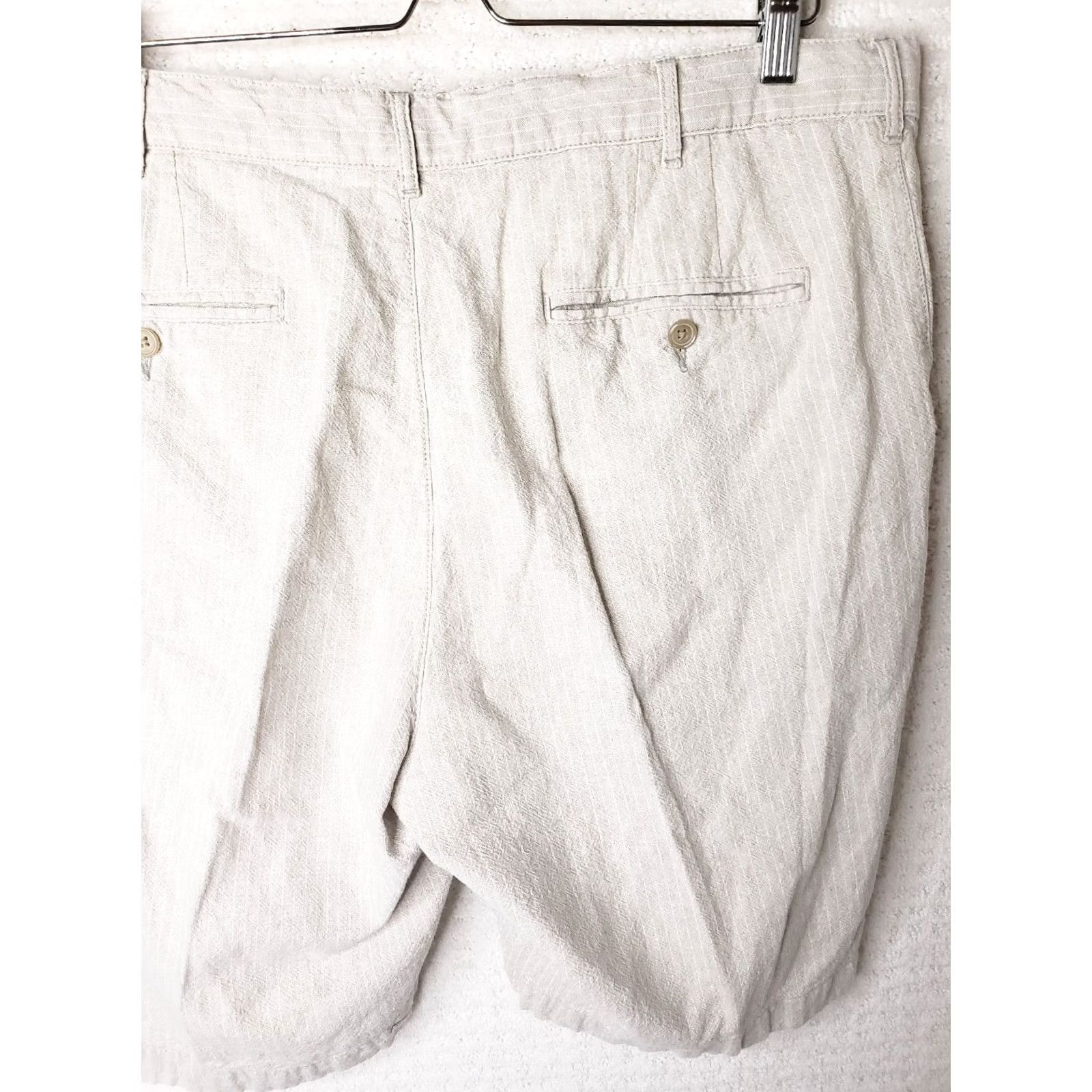 Jos. A. Bank Jos A Bank Shorts Mens 38x10 Tan Striped Linen 55% Cotton 45% Blend Breathable Chino Size US 38 / EU 54 - 6 Thumbnail
