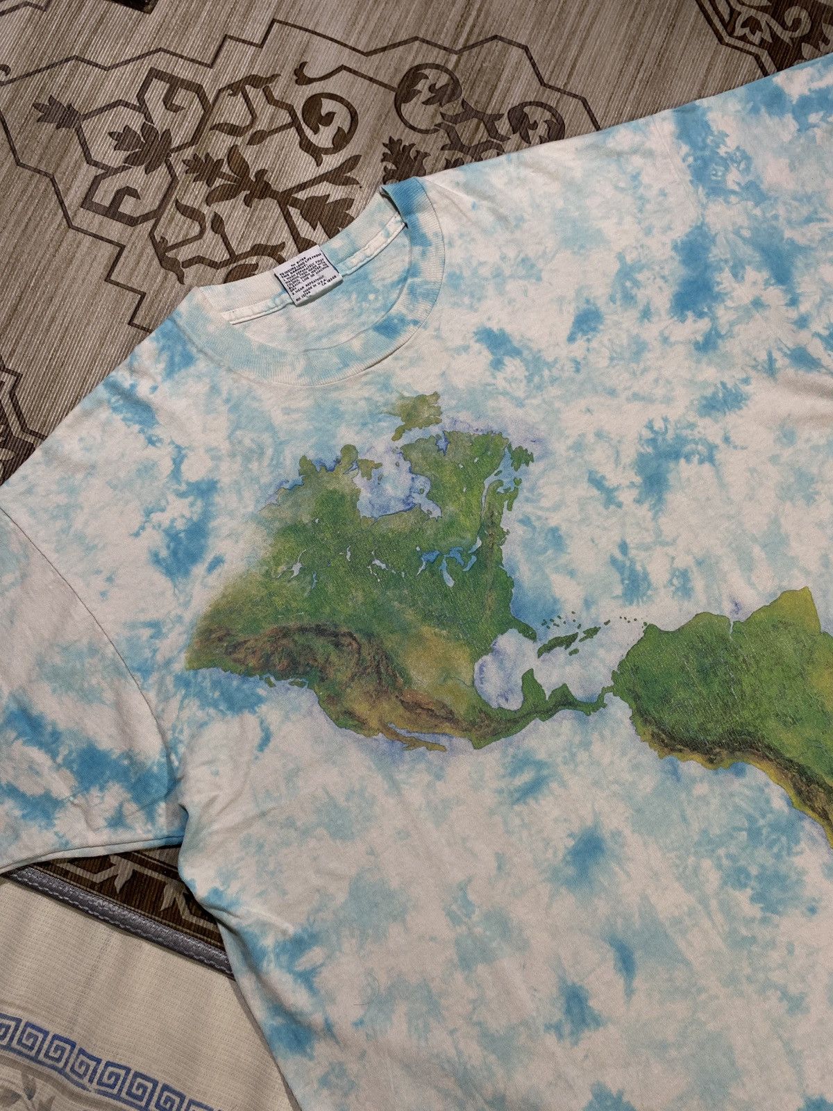 Liquid Blue Vintage 90s Blue Map World Ocean Continents AOP Graphic Size US XL / EU 56 / 4 - 2 Thumbnail