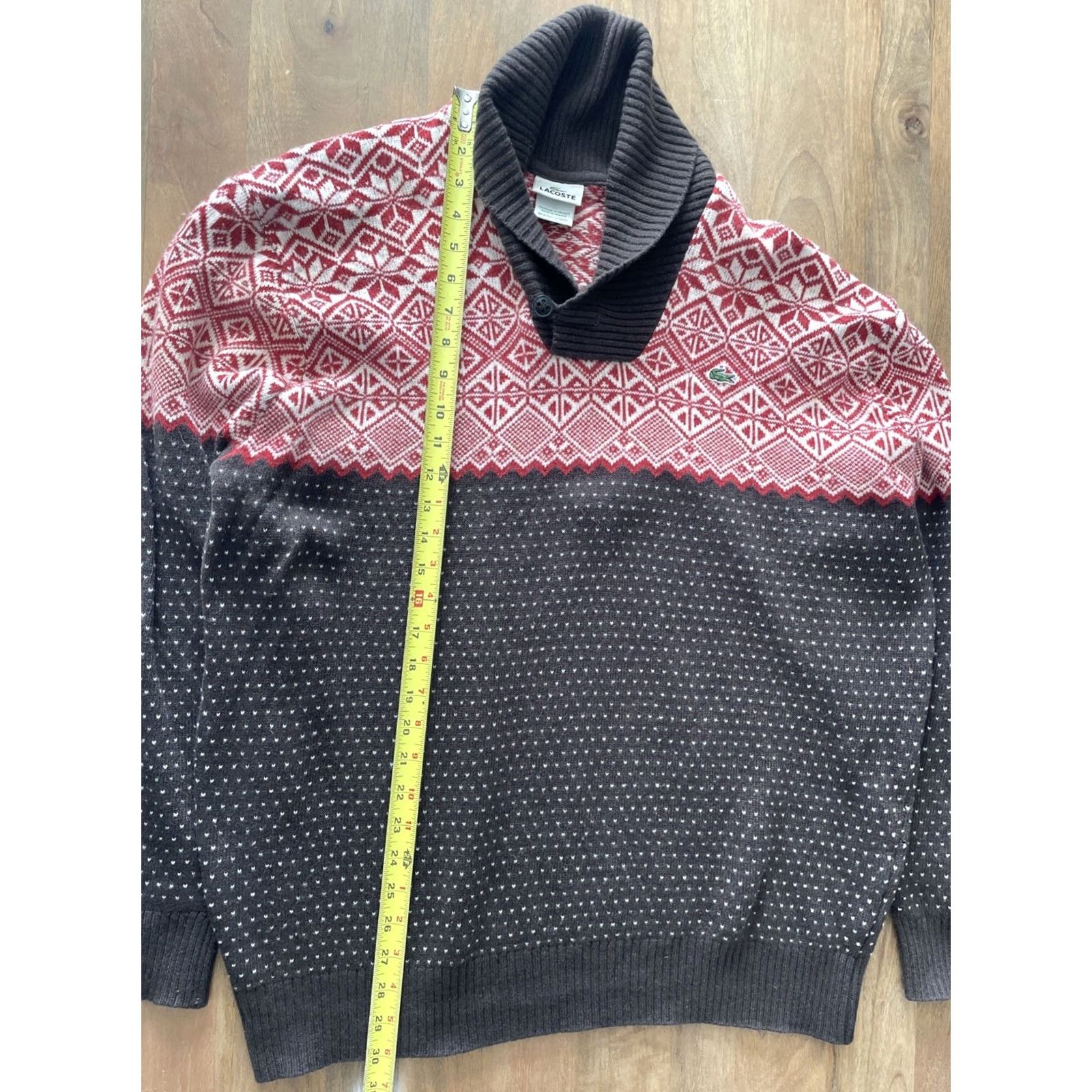 Lacoste VINTAGE Lacoste Sweater Mens 7 Shawl Neck Wool Blend Knit Pullover Brown France 80s Preppy Logo Buttons Mens Size US M / EU 48-50 / 2 - 7 Thumbnail
