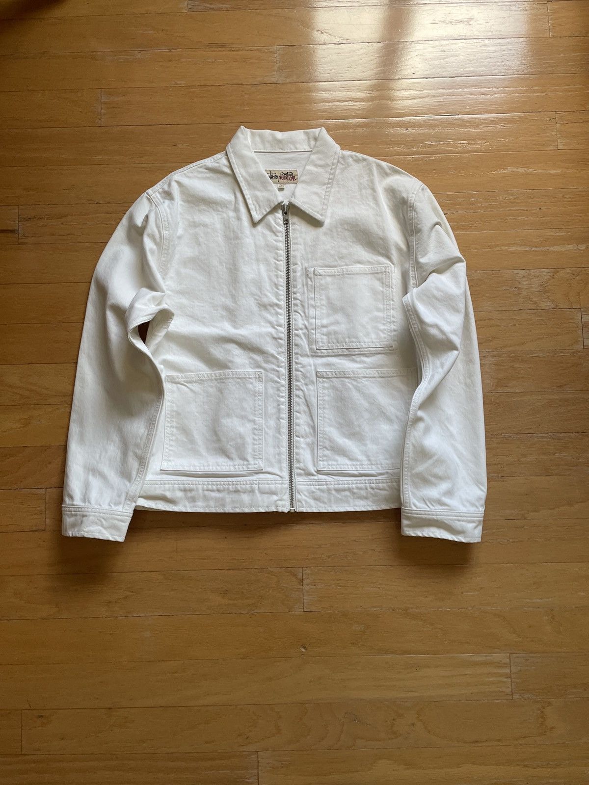 Stussy White Zip Work Jacket