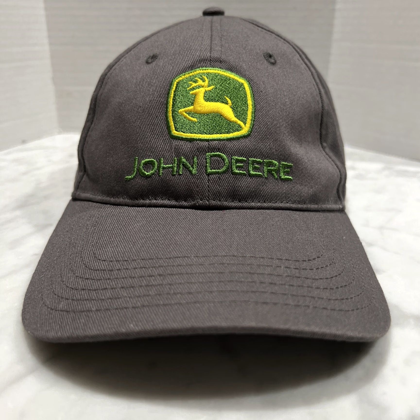 John Deere VINTAGE John Deere Hat Gray Logo Spellout Adjustable Baseball Cap Men One Size Gray Farmers Men Size ONE SIZE - 5 Thumbnail