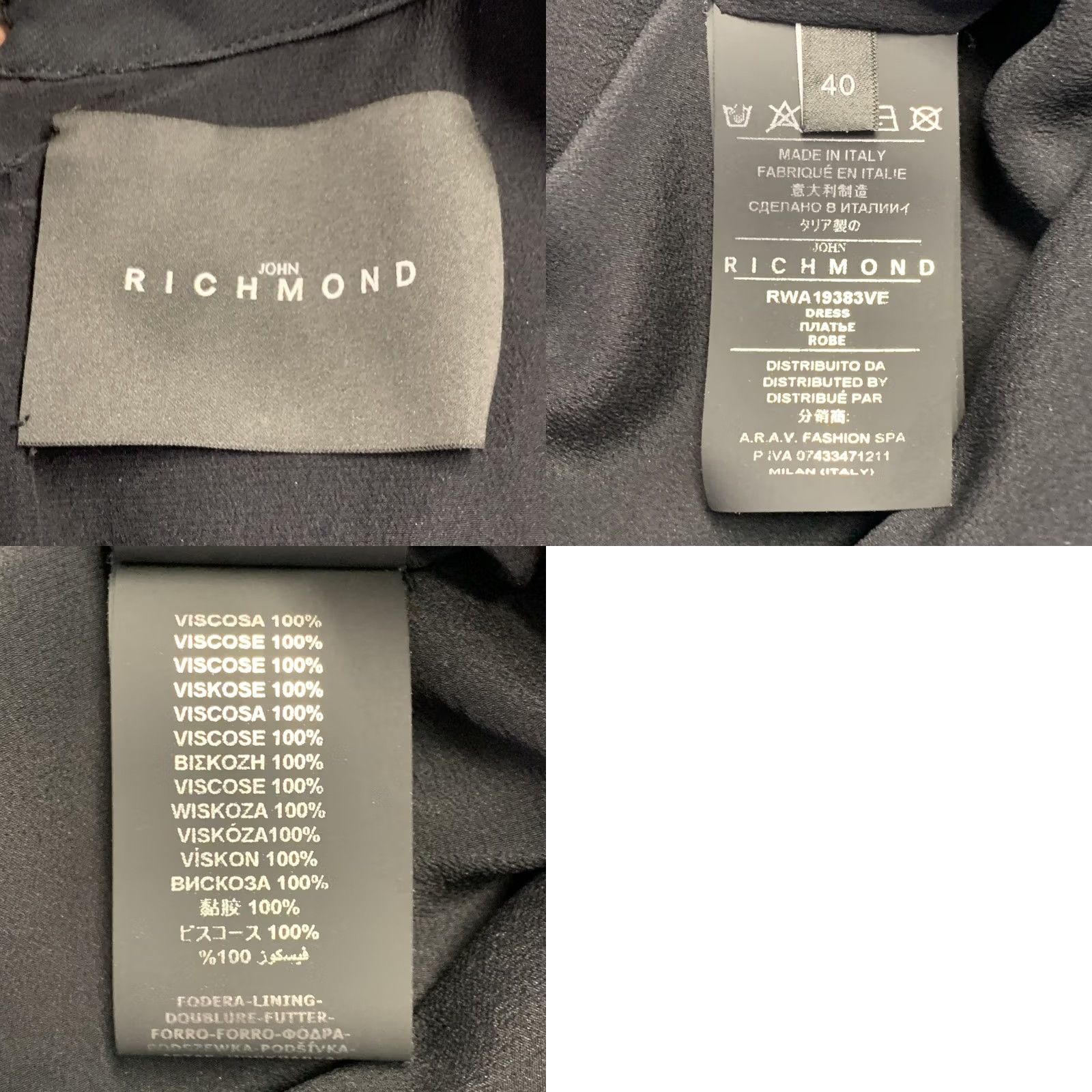 John Richmond JOHN RICHMOND Size S Guereda Black Multi Color Viscose Dragon Cocktail Dress Size S / US 4 / IT 40 - 8 Thumbnail
