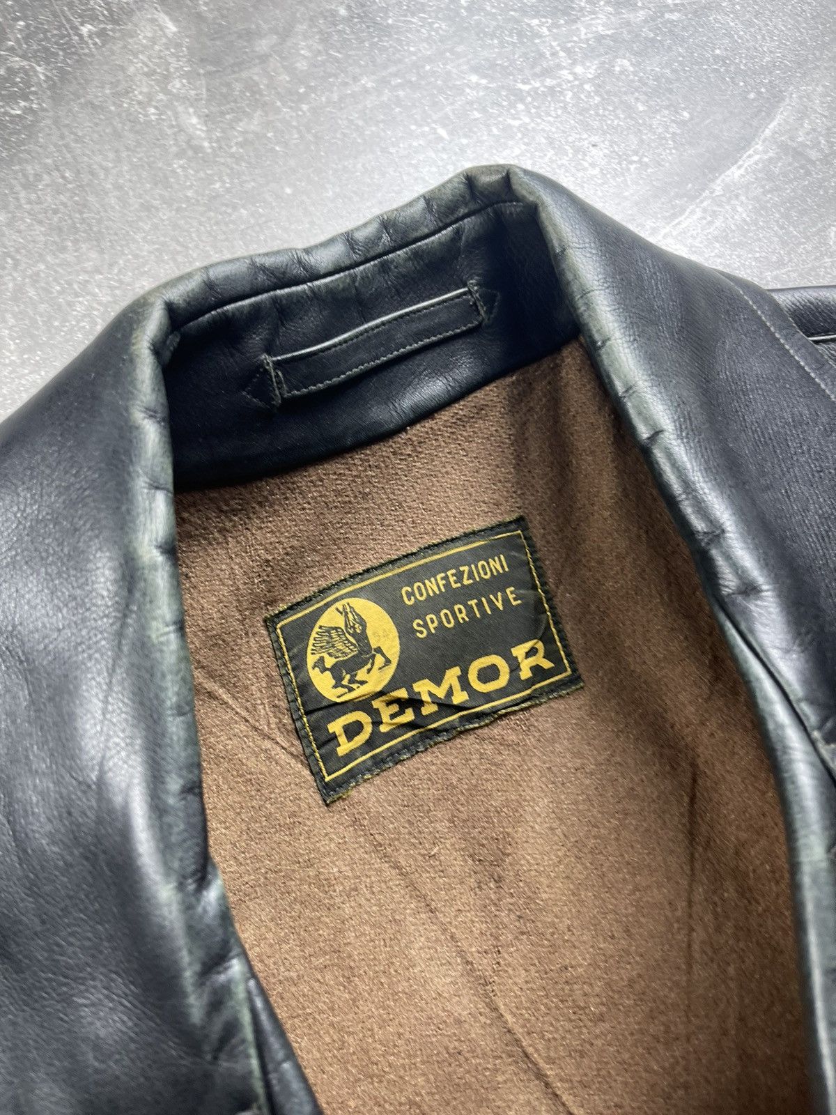 Vintage Vintage Demor Confezioni Leather Double Breasted Coat Black Size US XL / EU 56 / 4 - 16 Thumbnail