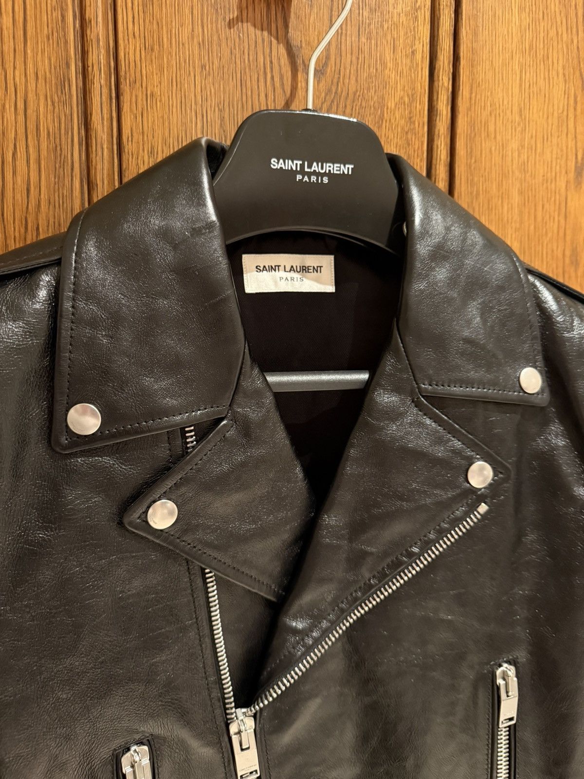 Saint Laurent Paris Saint Laurent oiled calf black leather biker jacket 46 L01 Size US S / EU 44-46 / 1 - 11 Thumbnail