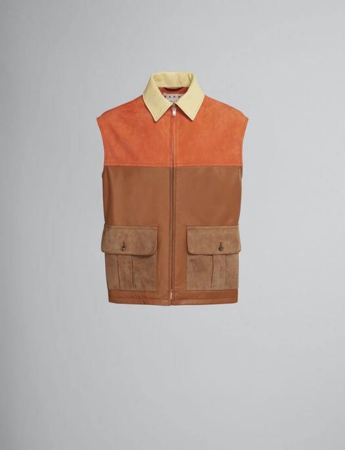 o1w1db10524 Suede Gaston Vest in Orange/Brown