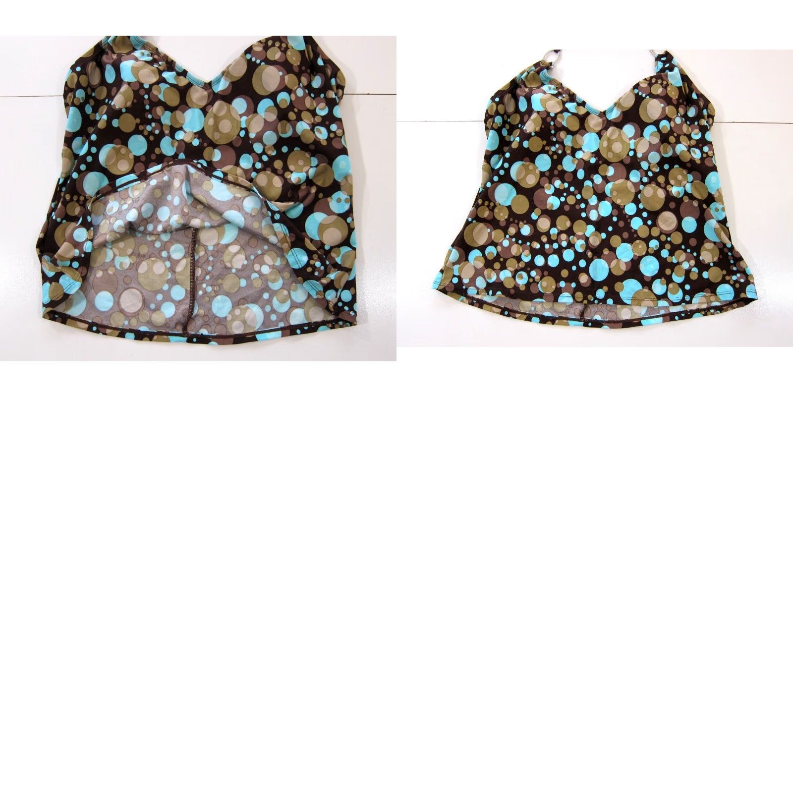 Speedo Speedo Tankini Women 18 NWT Brown Blue Polka Dot Built In Bra Swim Top Shirt Women 18 Size XXL / US 16-18 / IT 52-54 - 8 Thumbnail