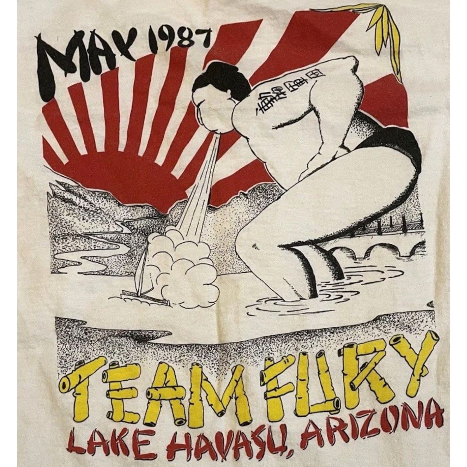 Vintage VINTAGE Lake Havasu Sumo Wrestling Tournament Faded Shirt S Arizona Grunge 80s 90s Graphic Tee White Mens Small Single Stitch USA minimal wear Size US S / EU 44-46 / 1 - 3 Thumbnail
