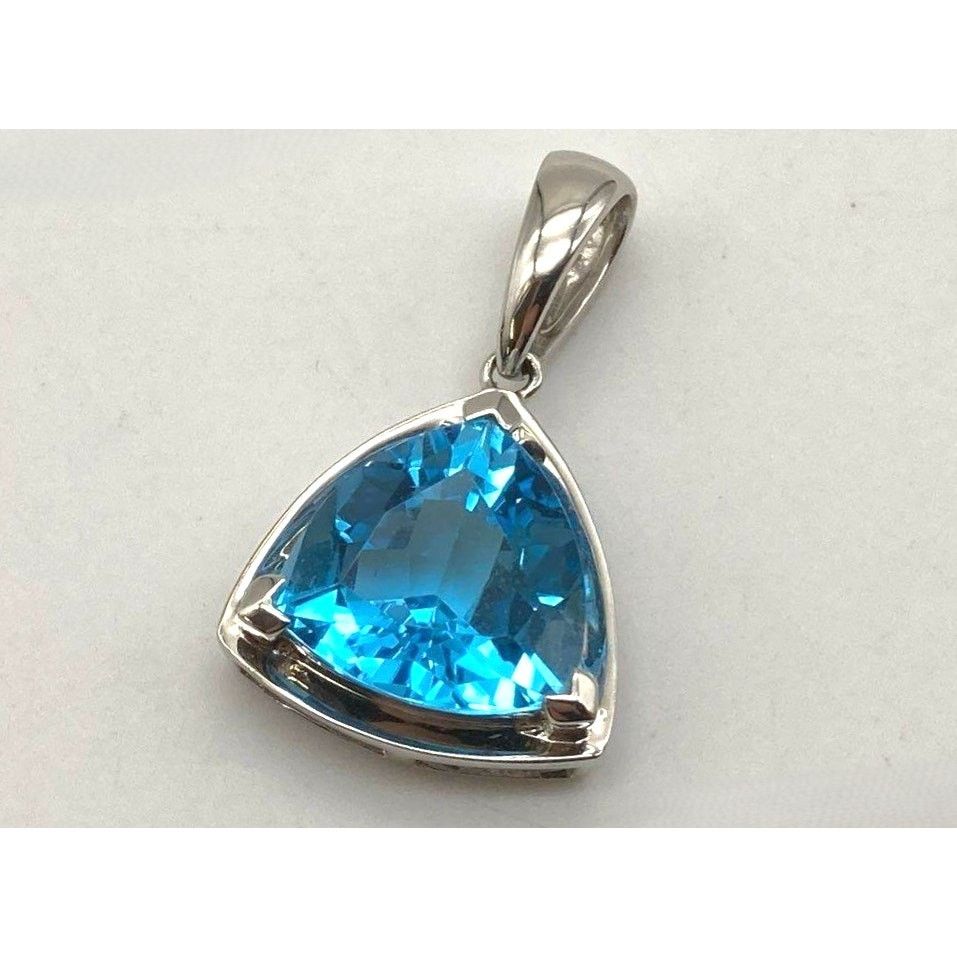Designer Effy BH 14k White Gold Trillion Cut Blue Topaz Pendant Size ONE SIZE - 1 Thumbnail