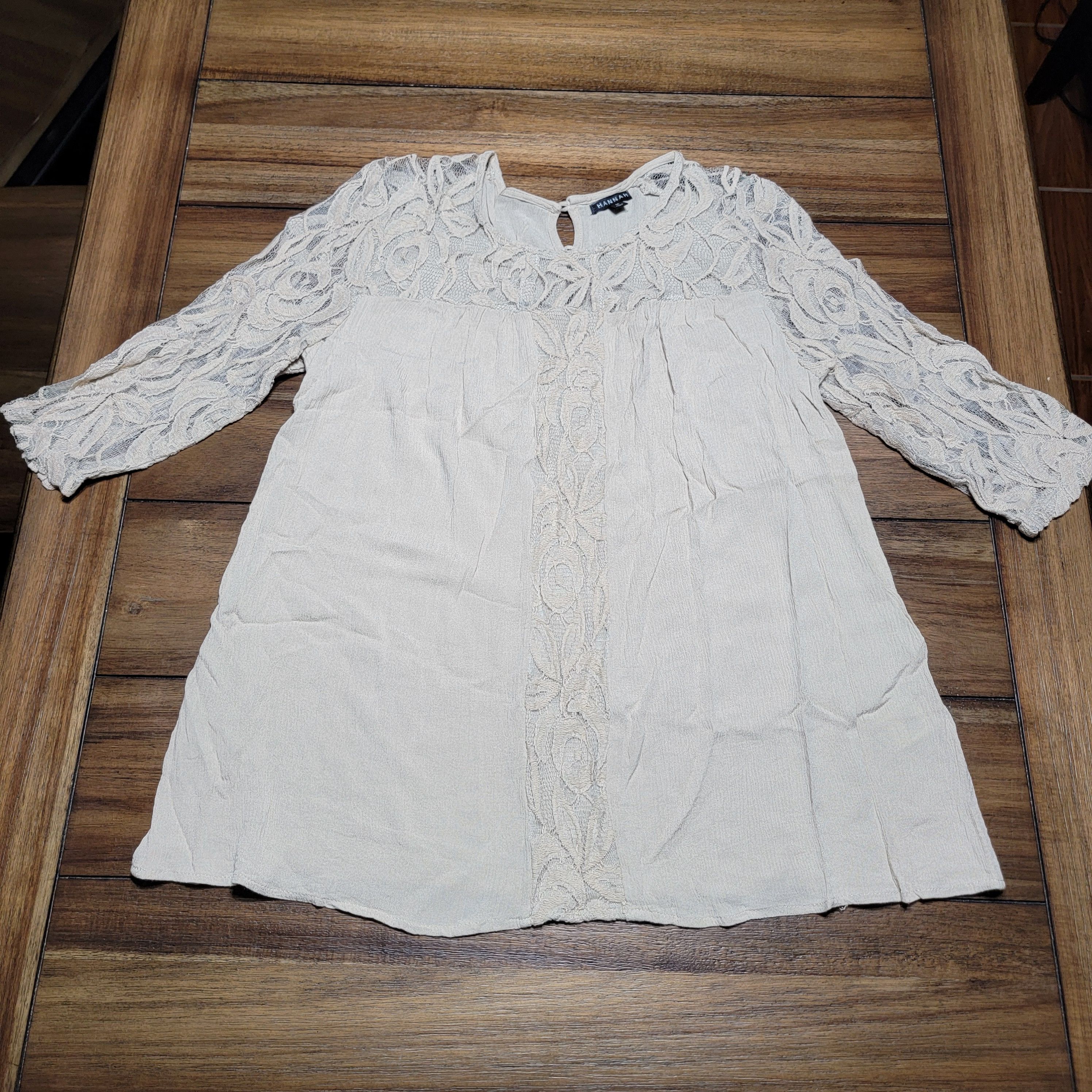 Other Hannah Blouse Light Tan Lace 3 Quarter Sleeve - Size Medium Size M / US 6-8 / IT 42-44 - 1 Thumbnail