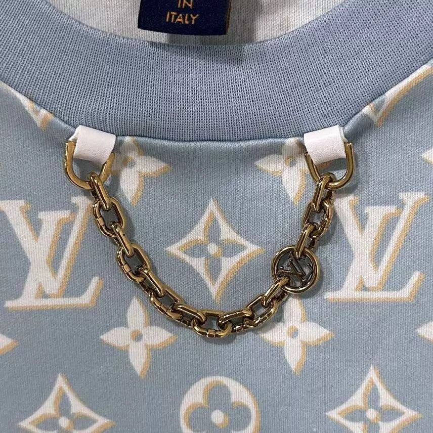 Louis Vuitton LV Monogram All-Over Light Blue Dress L New Size L / US 10 / IT 46 - 7 Thumbnail
